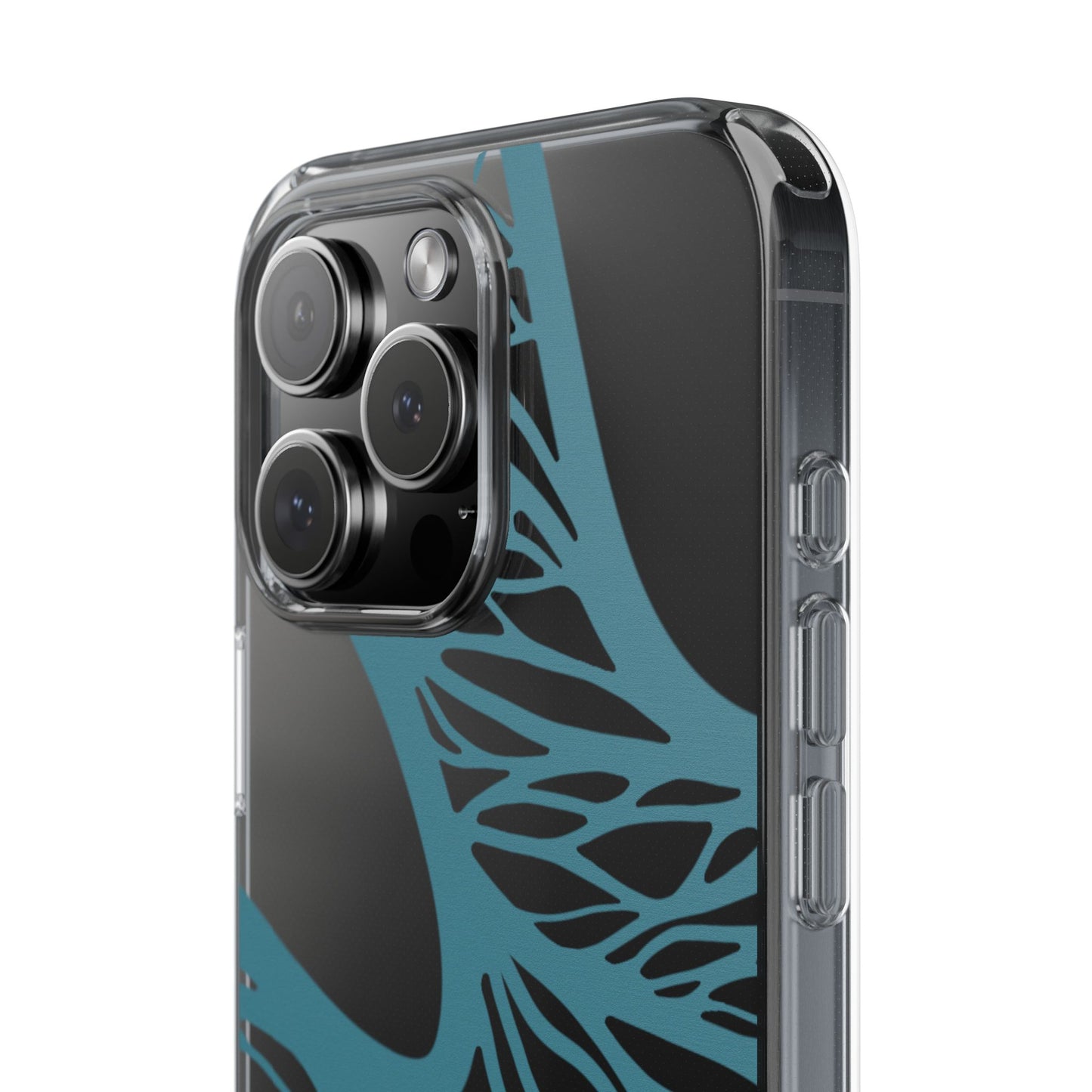 Teal Web, Clear Phone Case.