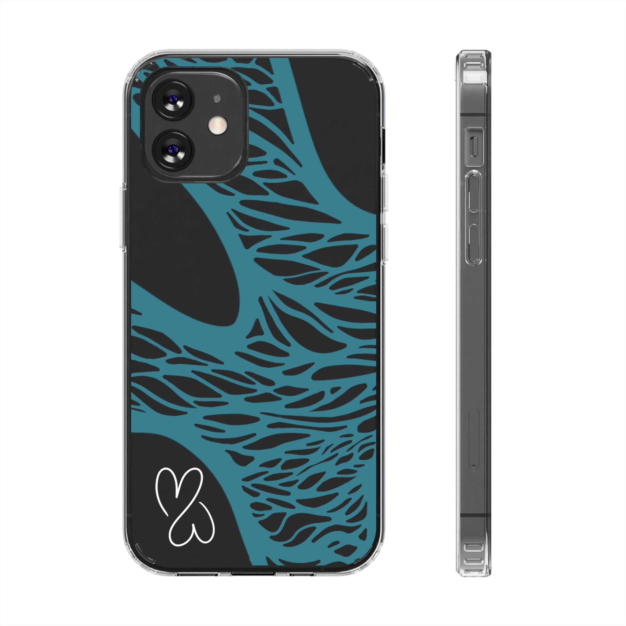 Teal Web, Clear Phone Case.