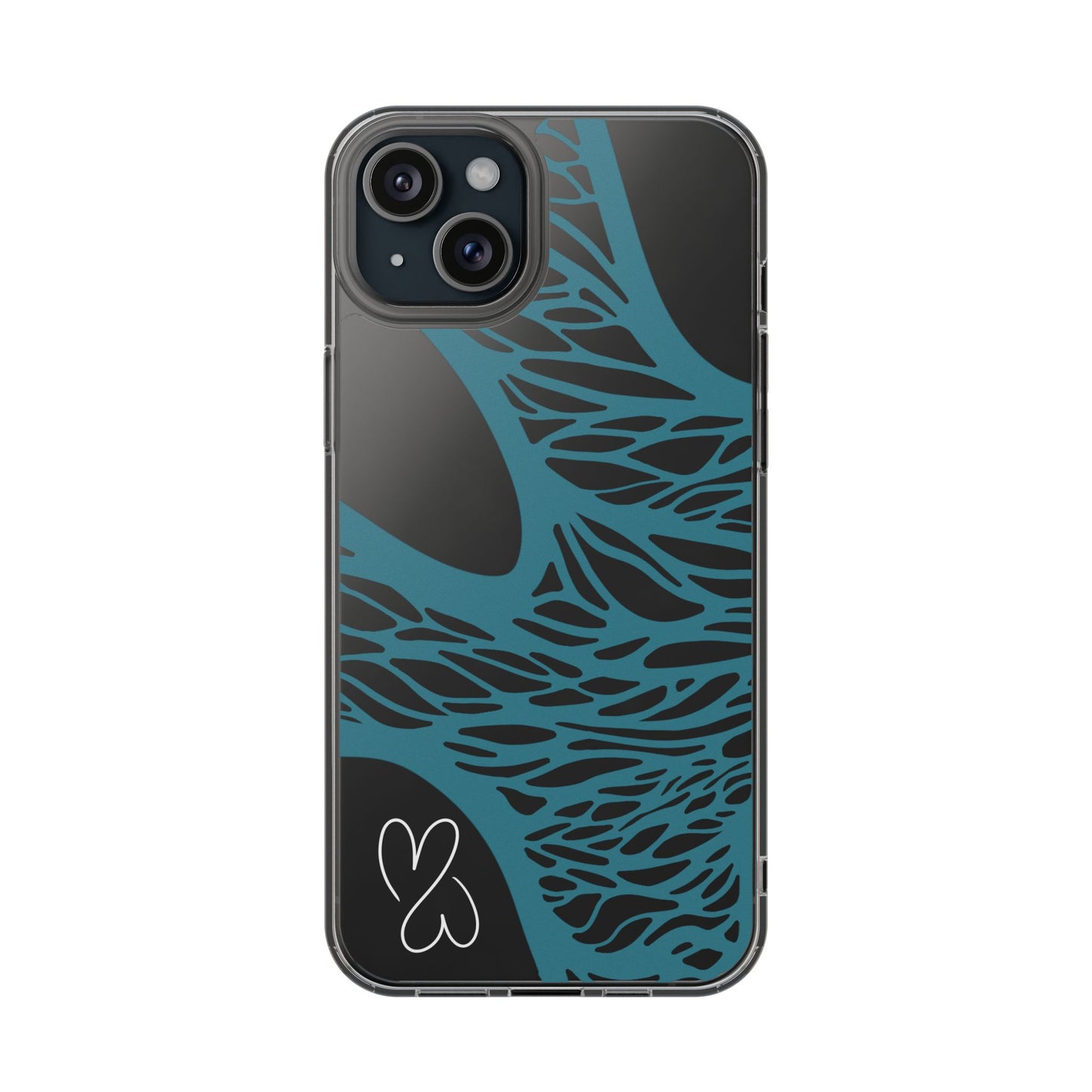 Teal Web, Clear Phone Case.