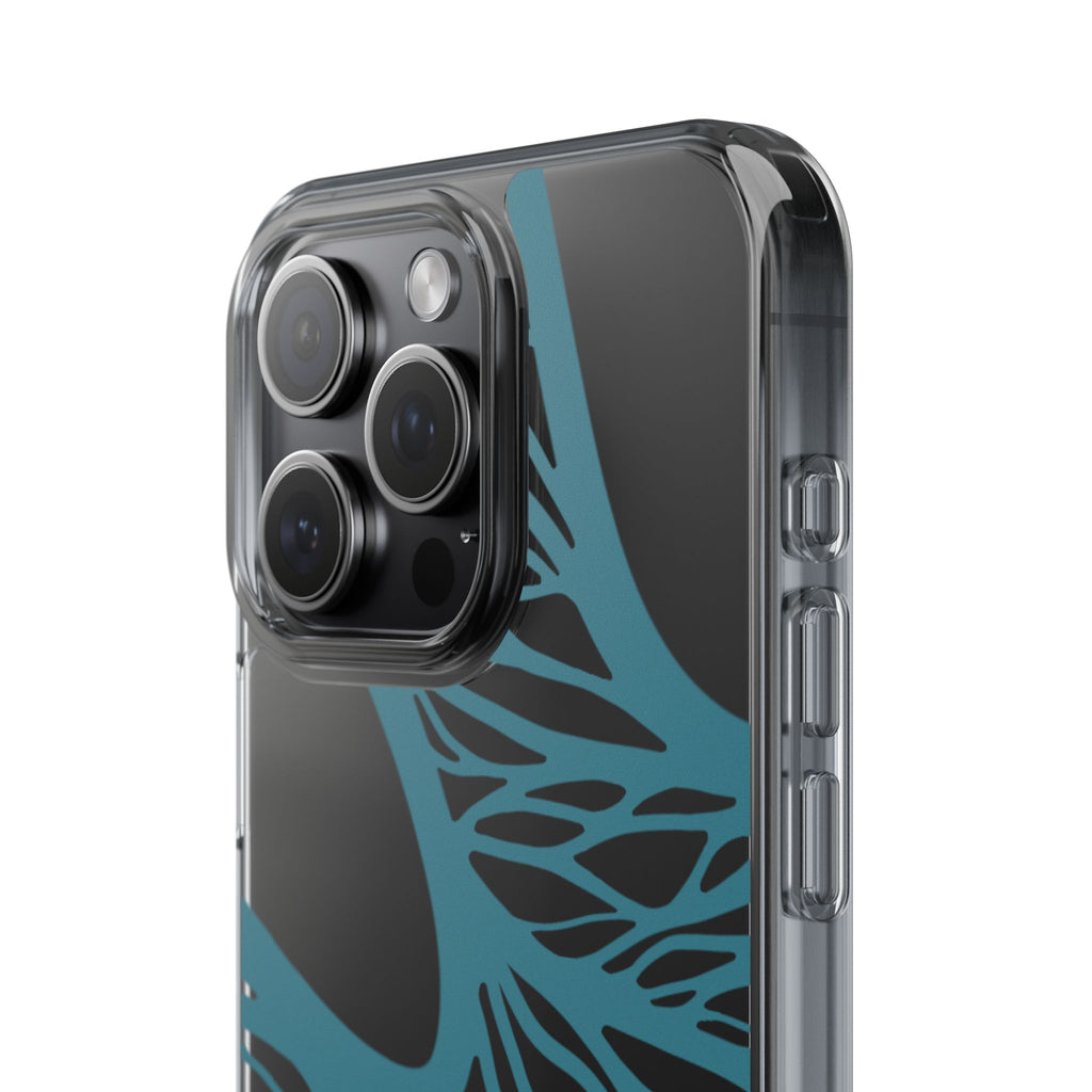 Teal Web, Clear Phone Case.