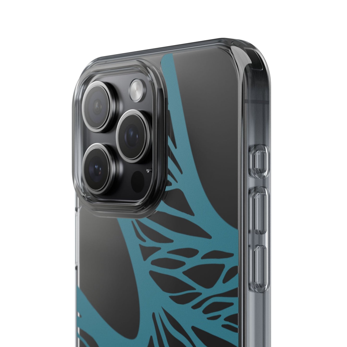 Teal Web, Clear Phone Case.