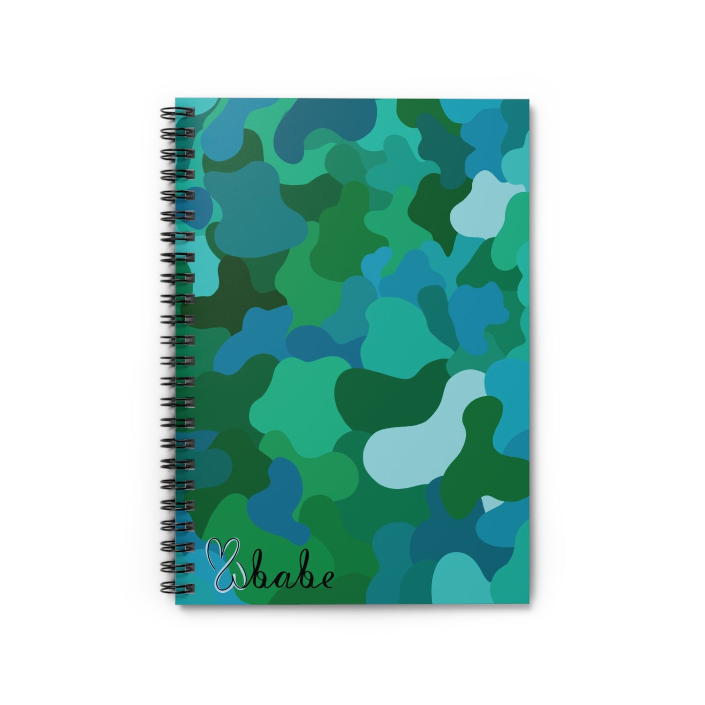 Teal Camo Spiral Notebook.