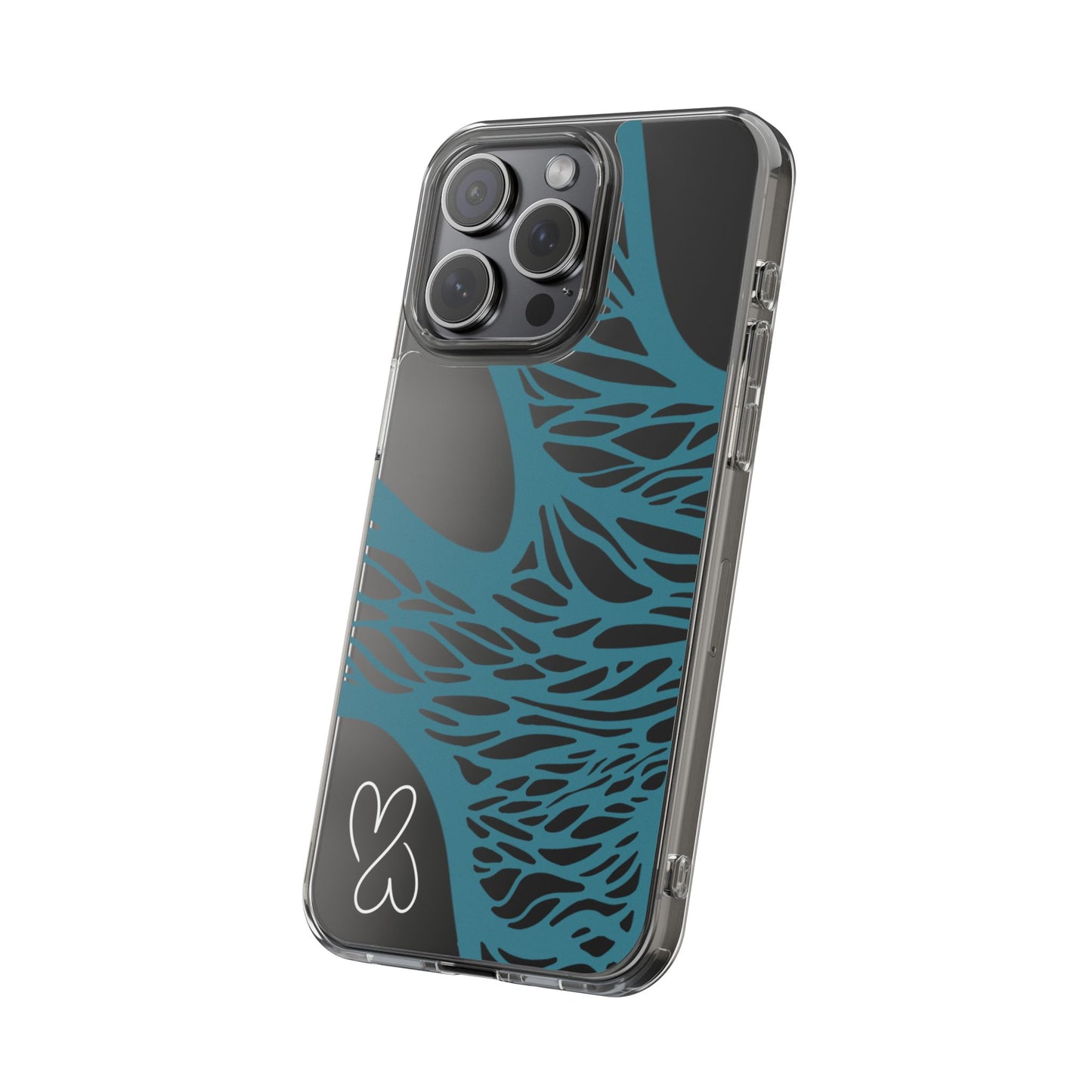 Teal Web, Clear Phone Case.