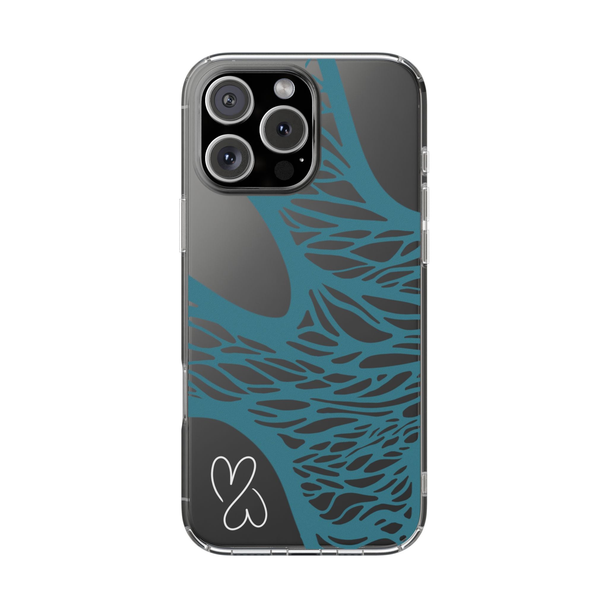 Teal Web, Clear Phone Case.
