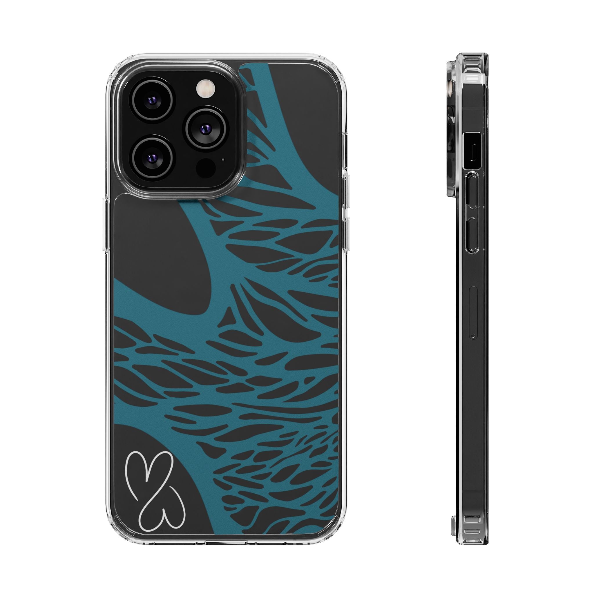Teal Web, Clear Phone Case.
