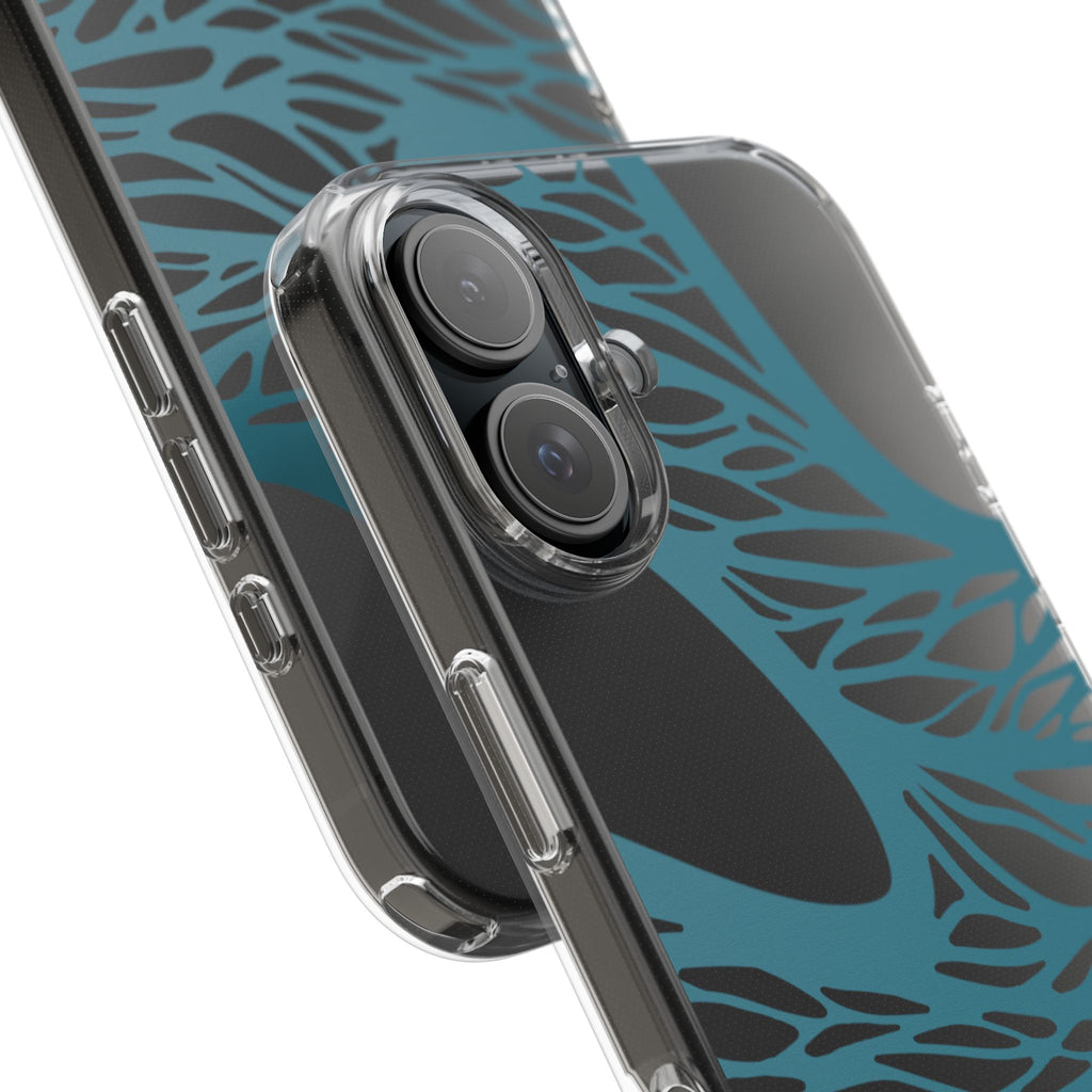Teal Web, Clear Phone Case.