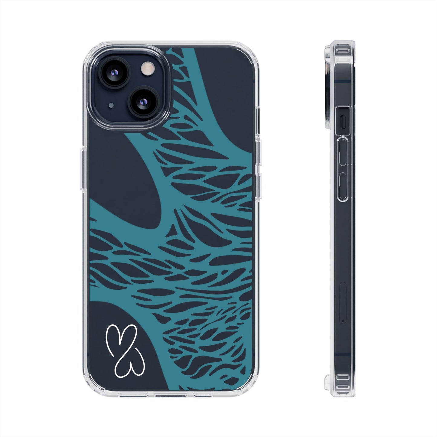 Teal Web, Clear Phone Case.