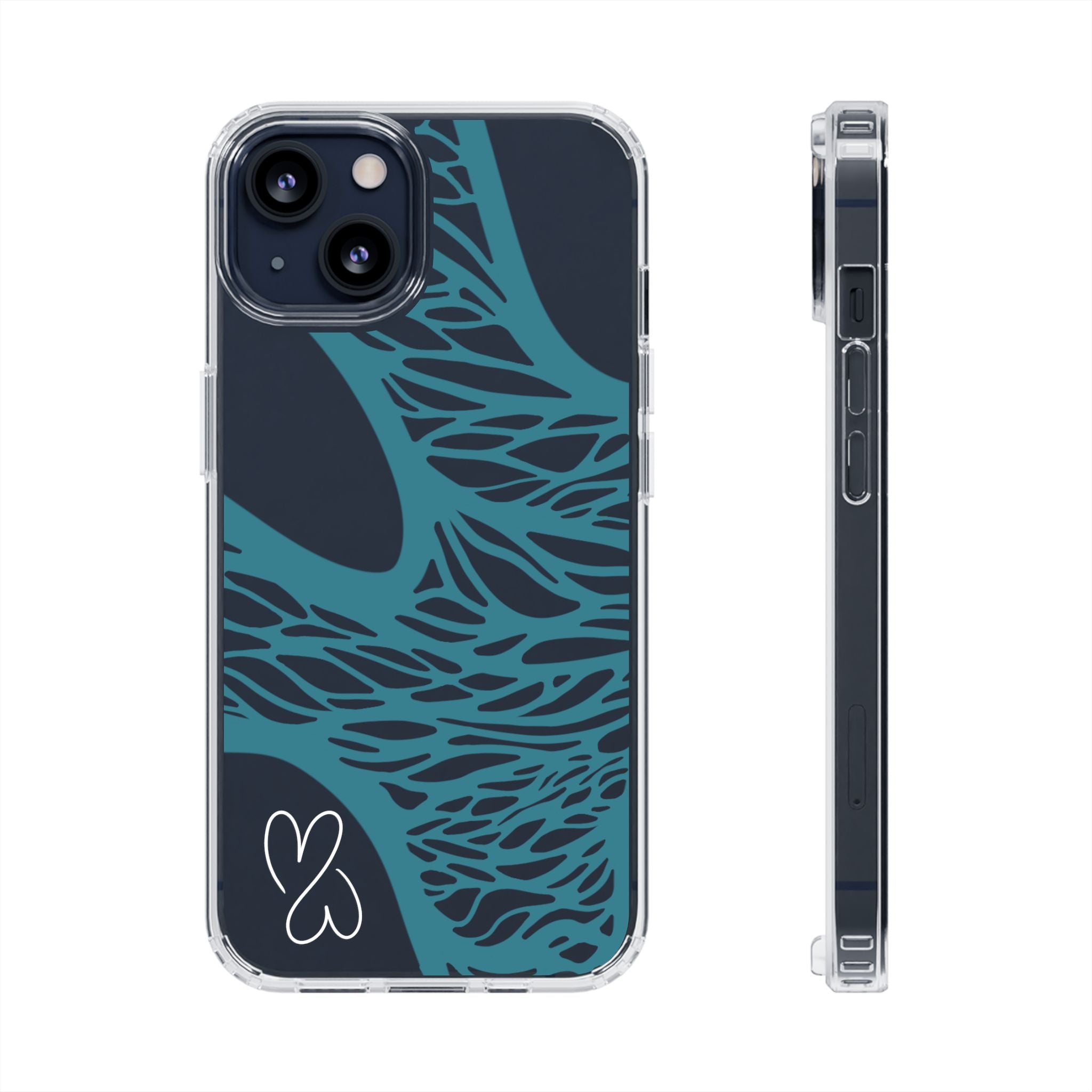 Teal Web, Clear Phone Case.
