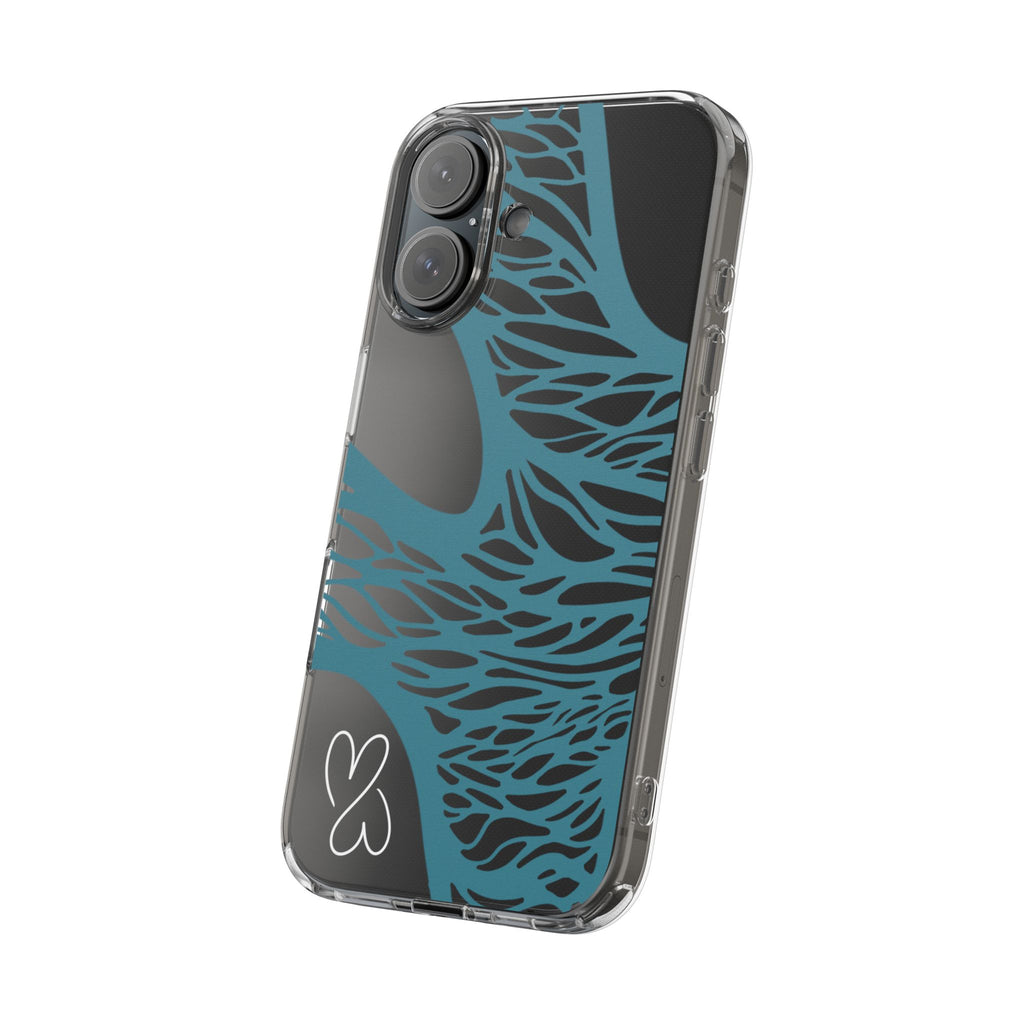 Teal Web, Clear Phone Case.