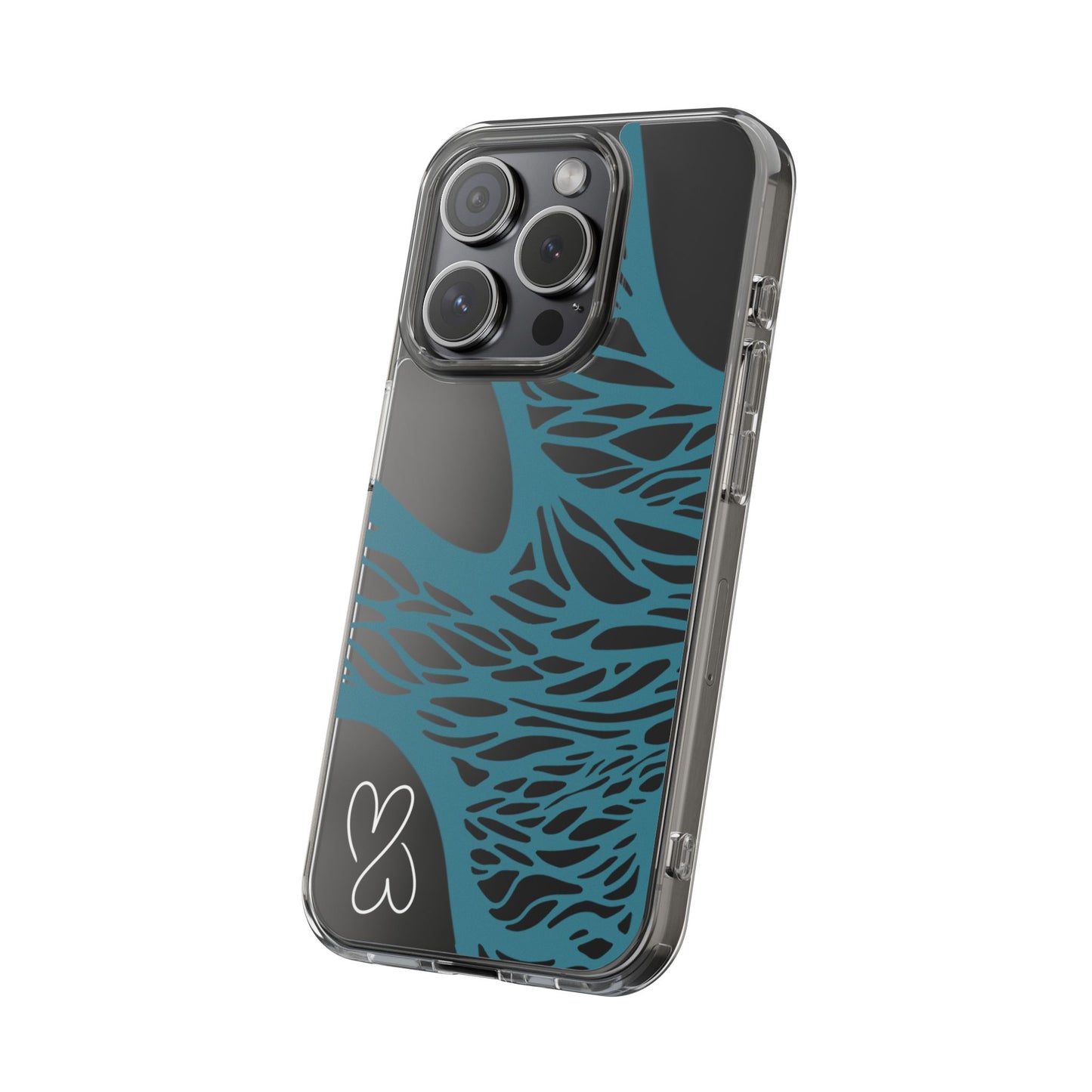 Teal Web, Clear Phone Case.