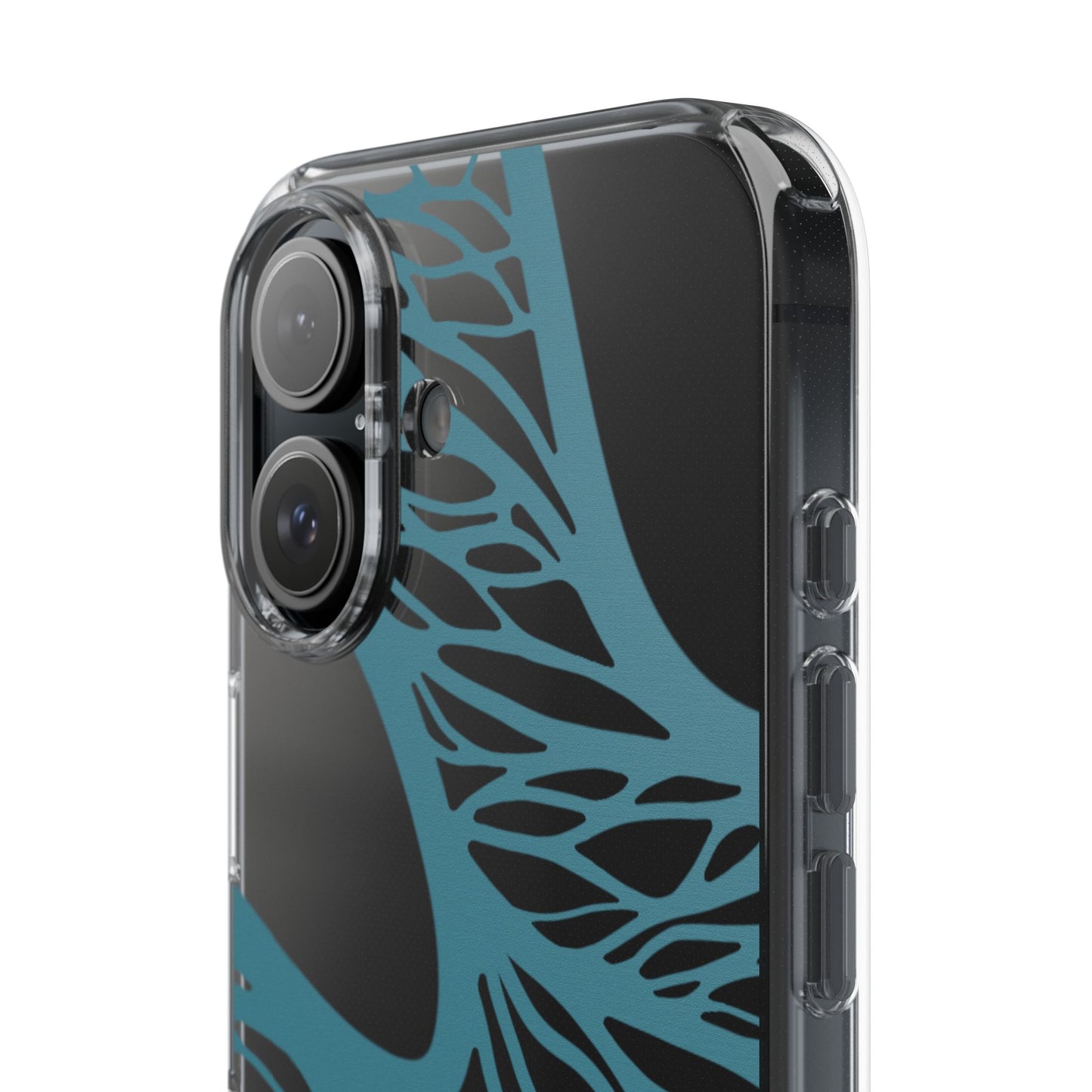 Teal Web, Clear Phone Case.
