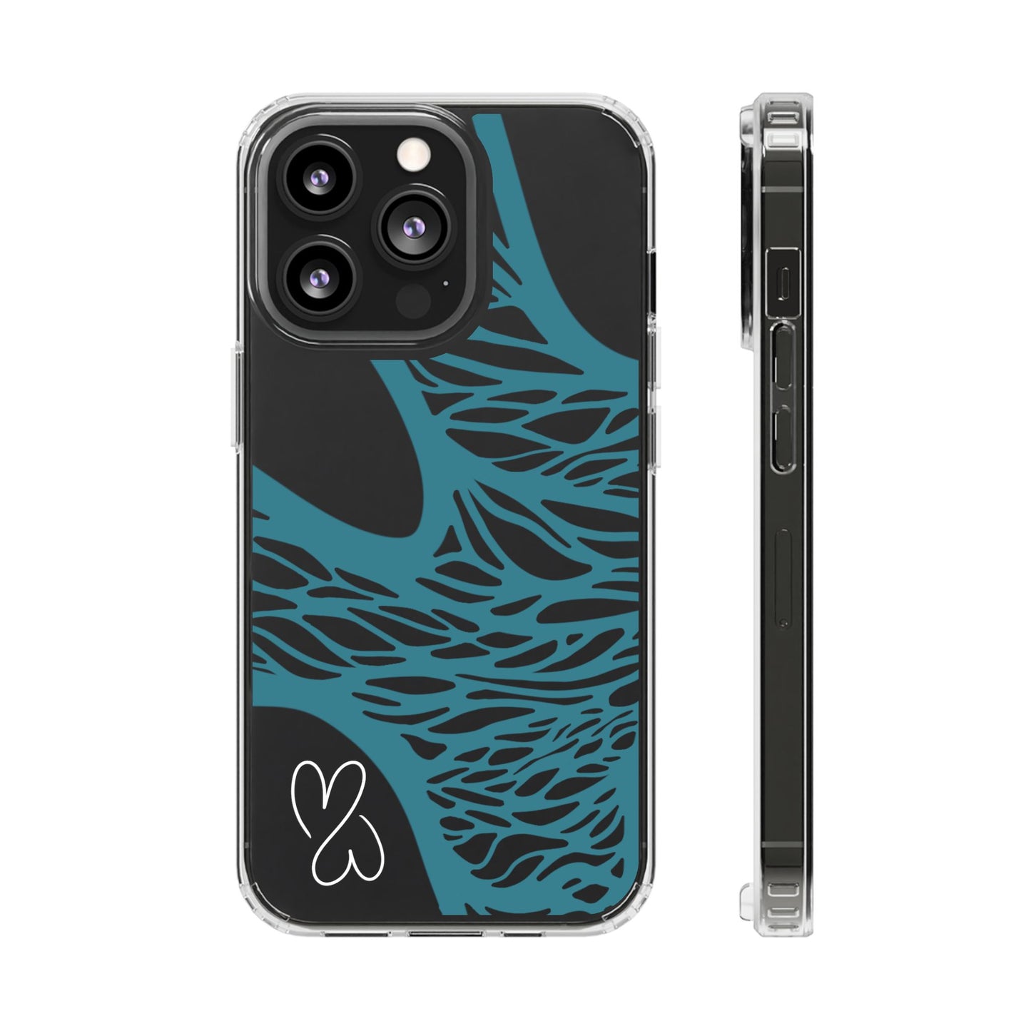 Teal Web, Clear Phone Case.