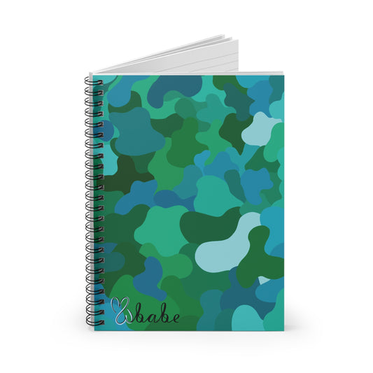 Teal Camo Spiral Notebook.