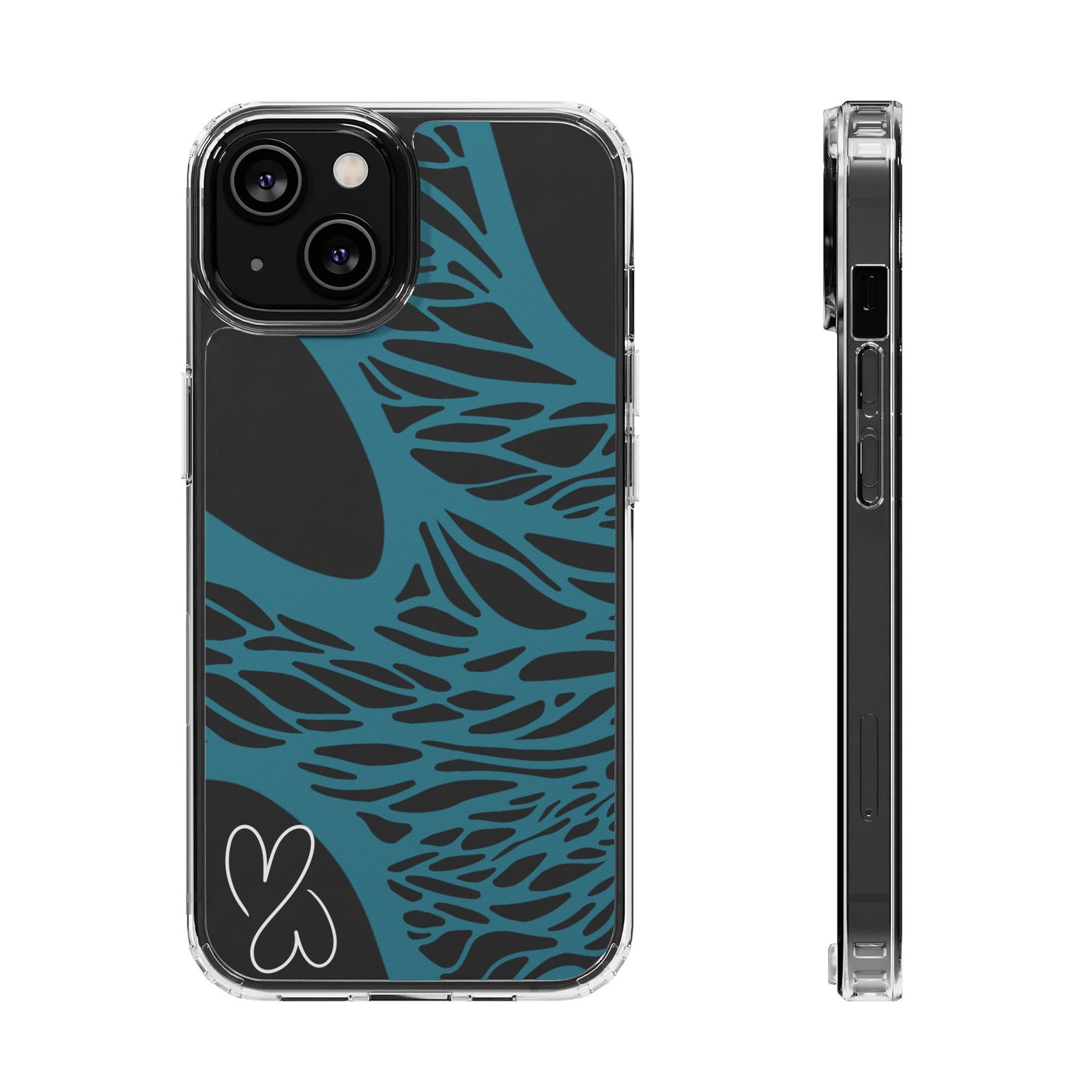 Teal Web, Clear Phone Case.