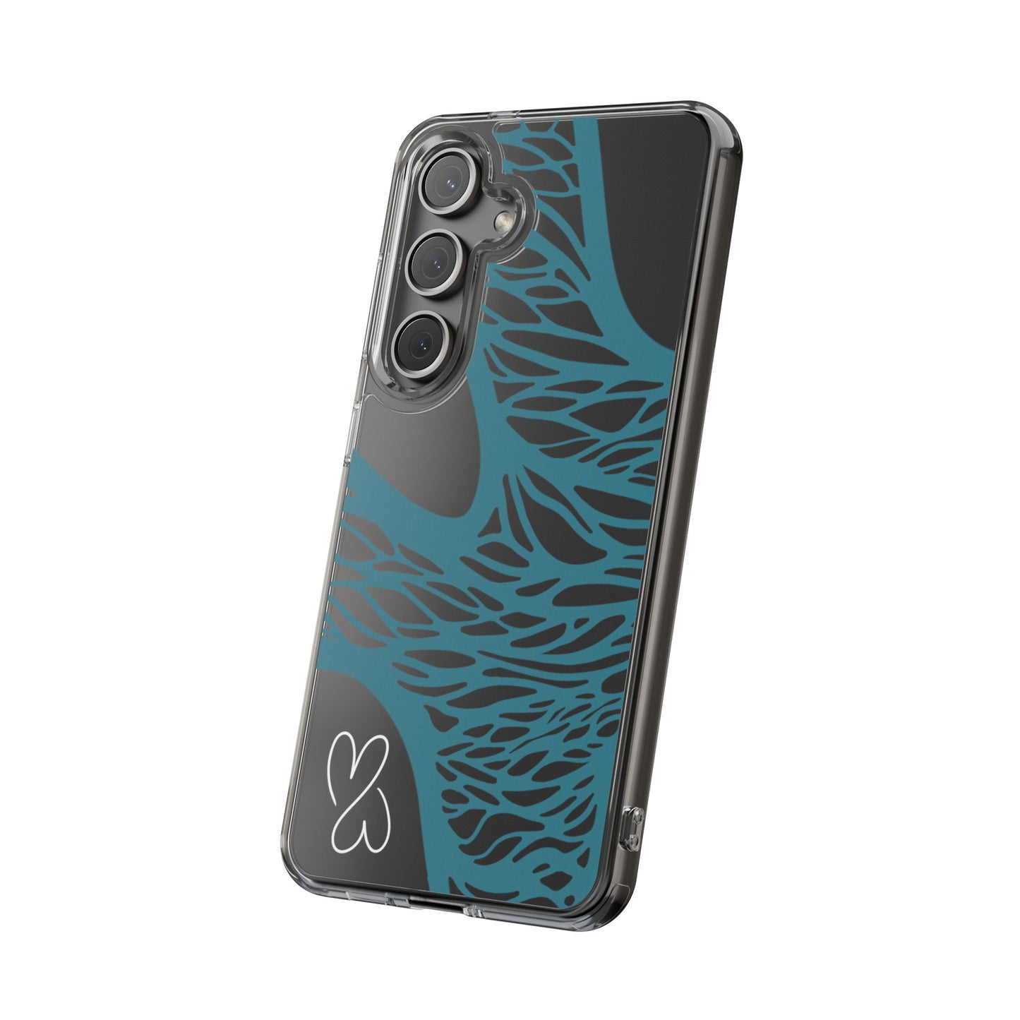 Teal Web, Clear Phone Case.