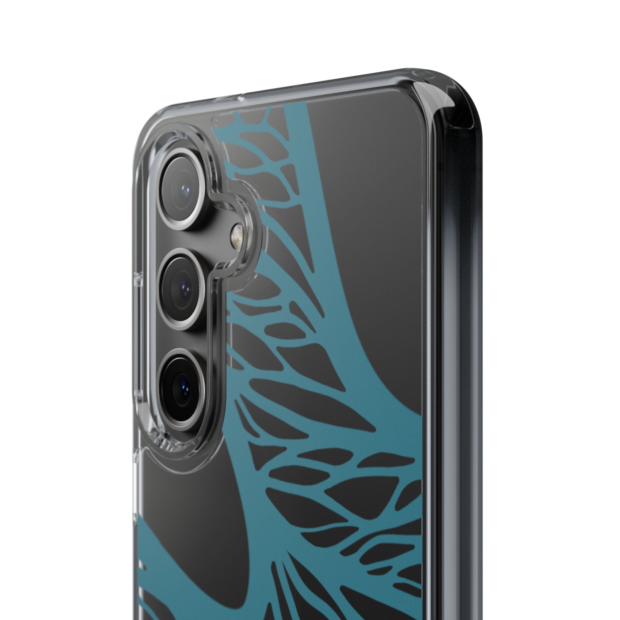 Teal Web, Clear Phone Case.