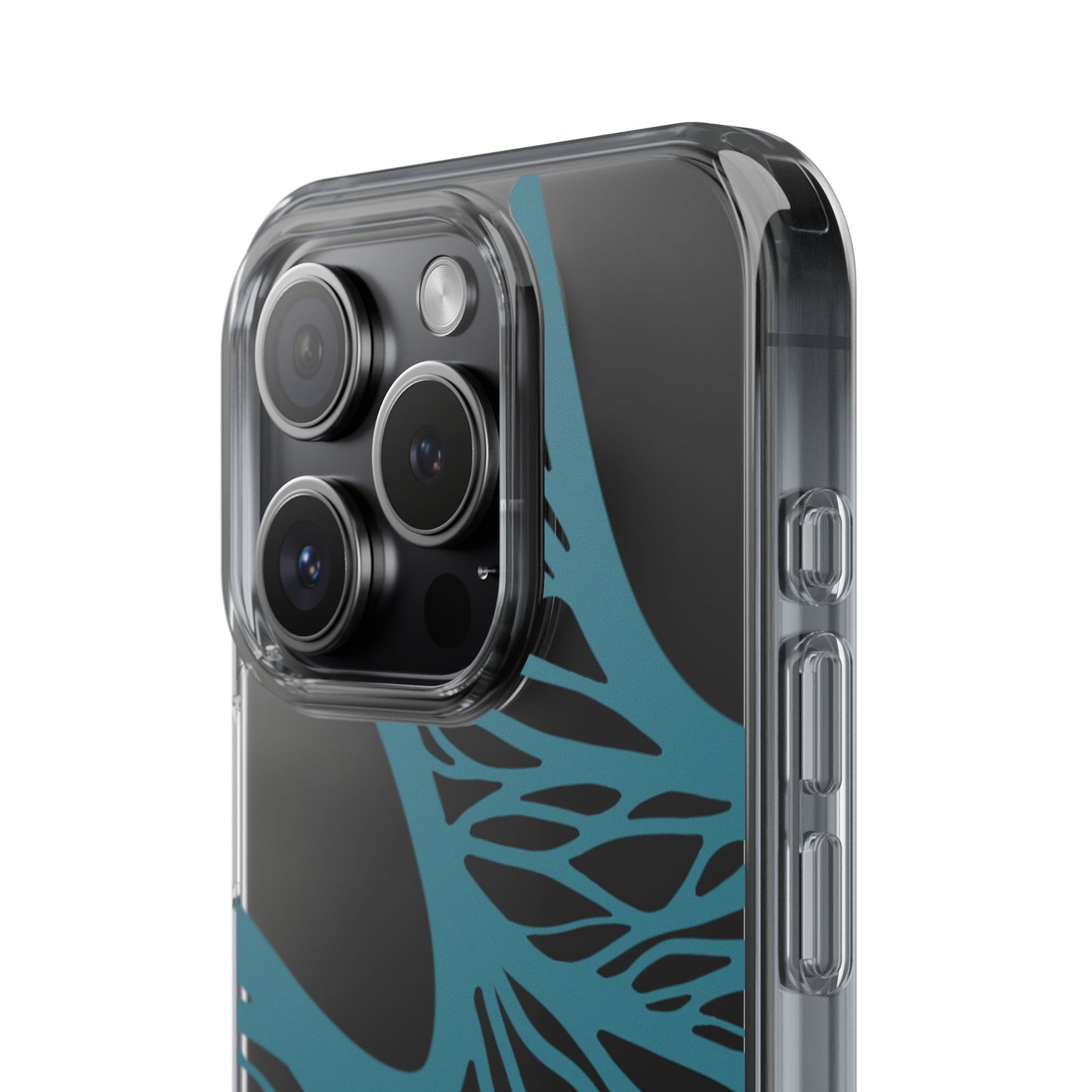 Teal Web, Clear Phone Case.