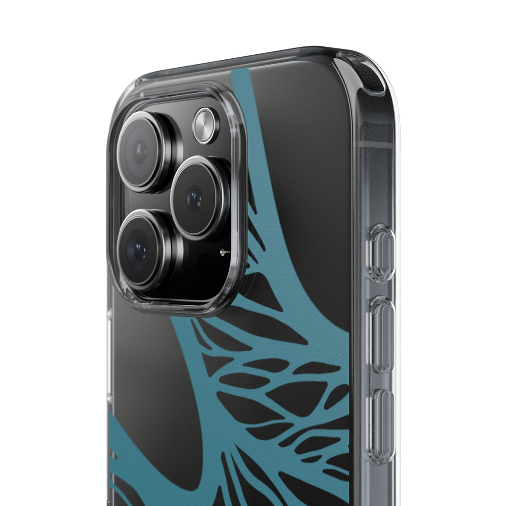 Teal Web, Clear Phone Case.