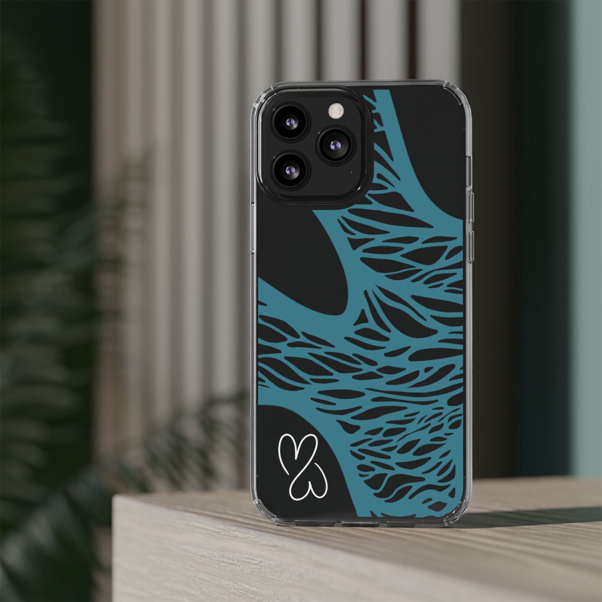 Teal Web, Clear Phone Case.