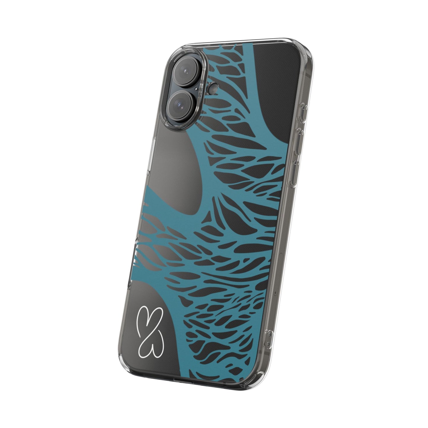 Teal Web, Clear Phone Case.