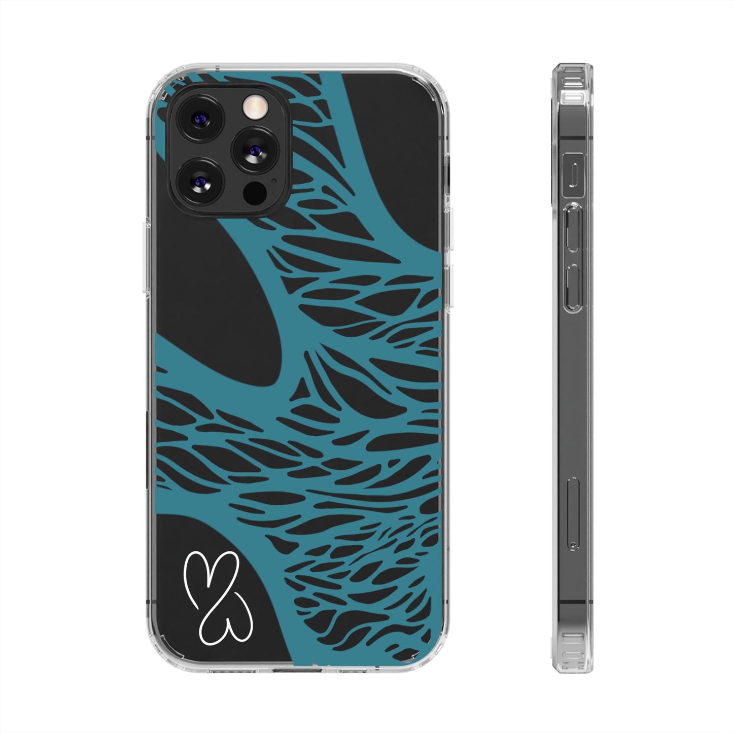Teal Web, Clear Phone Case.