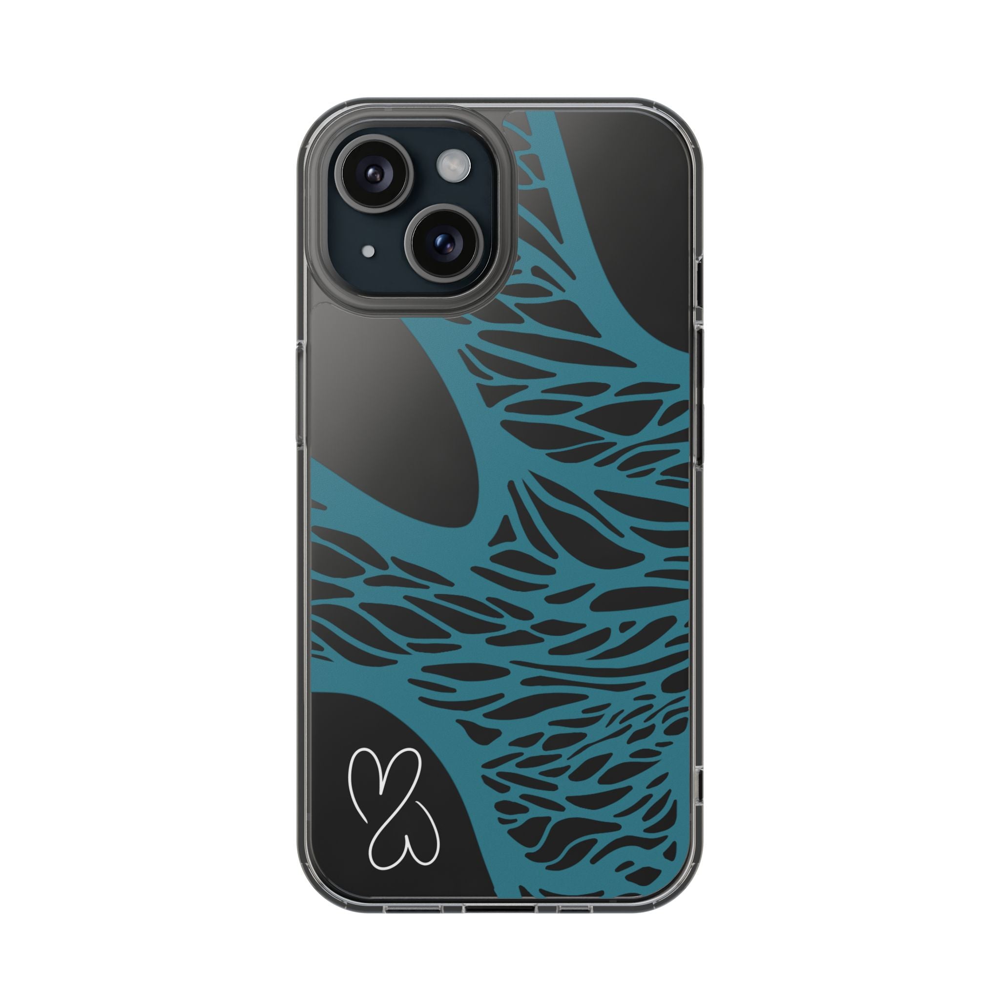 Teal Web, Clear Phone Case.