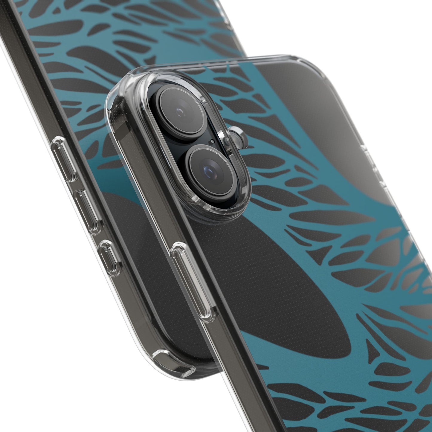 Teal Web, Clear Phone Case.