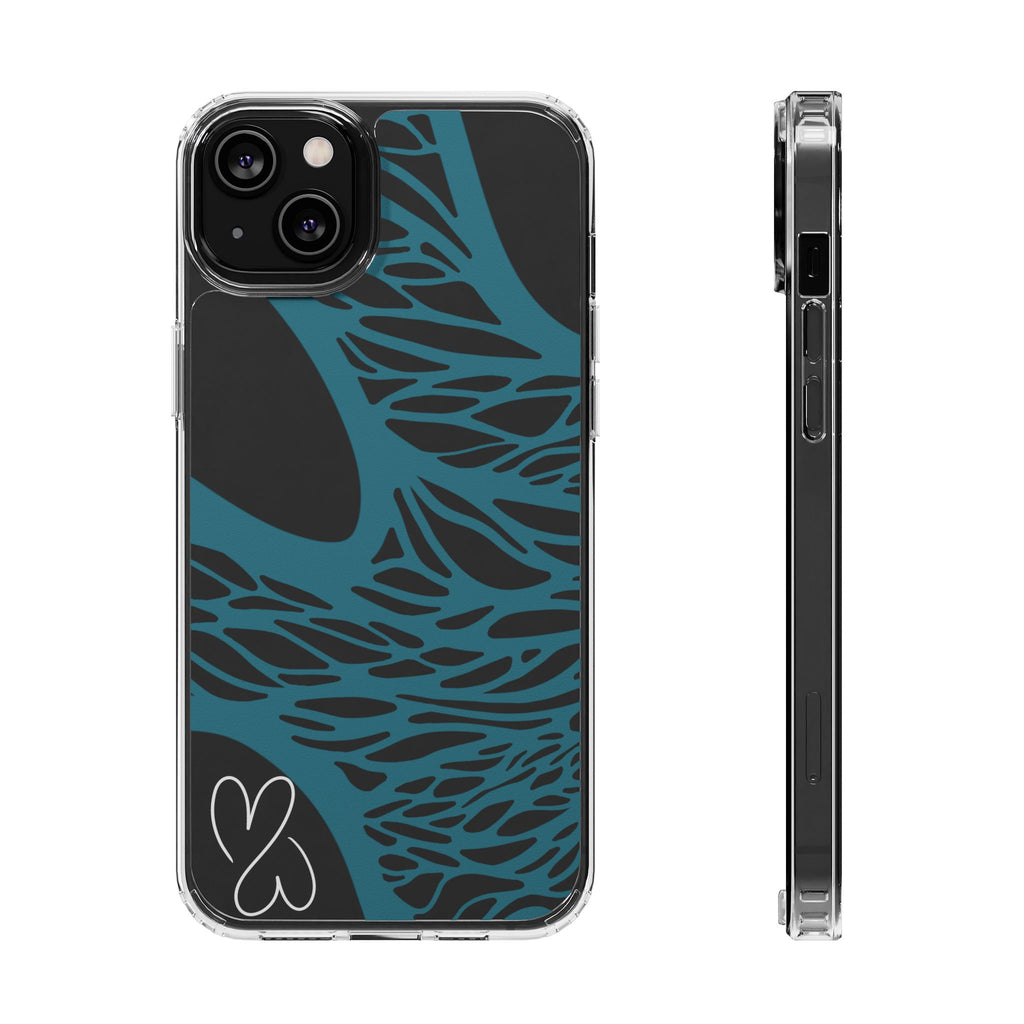 Teal Web, Clear Phone Case.