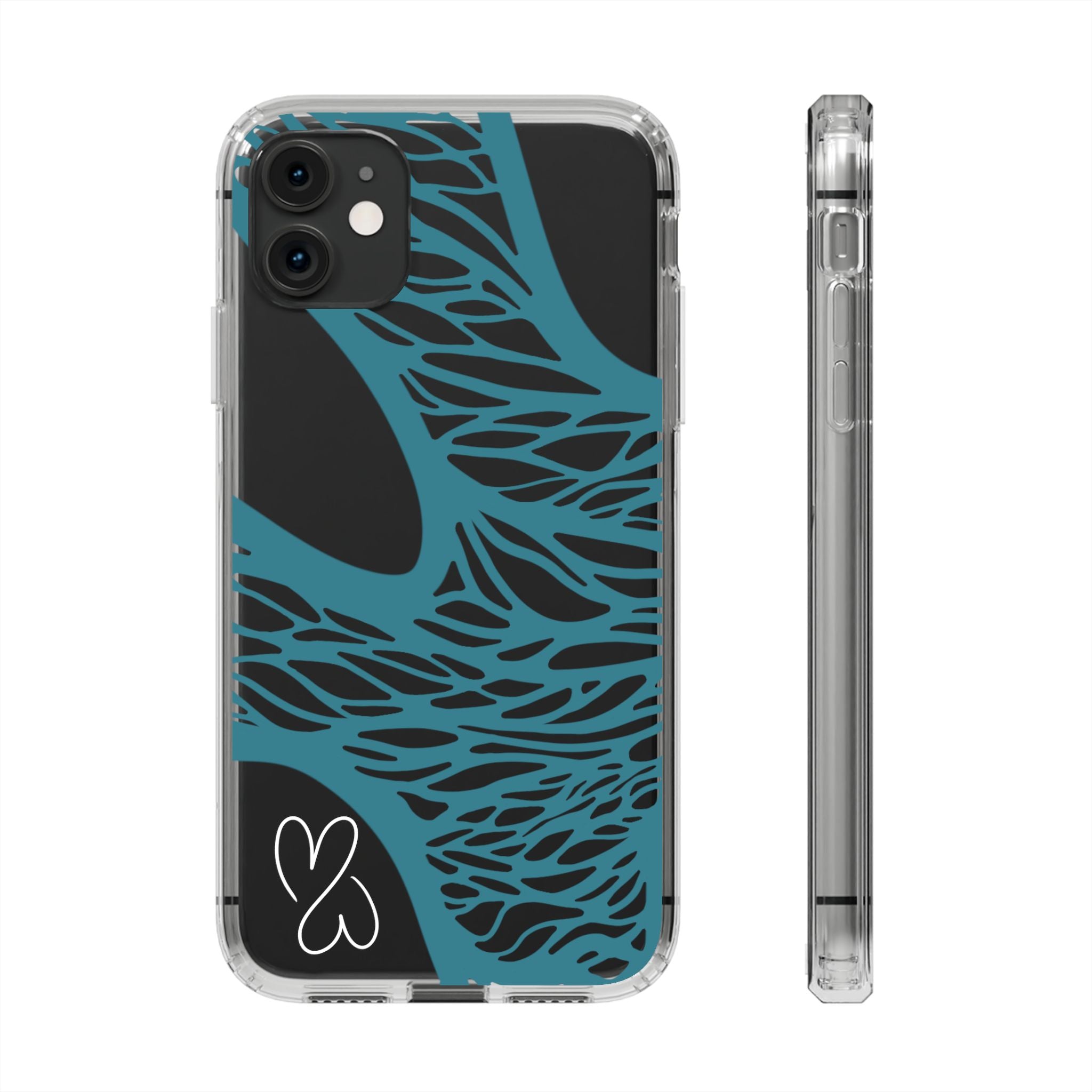 Teal Web, Clear Phone Case.
