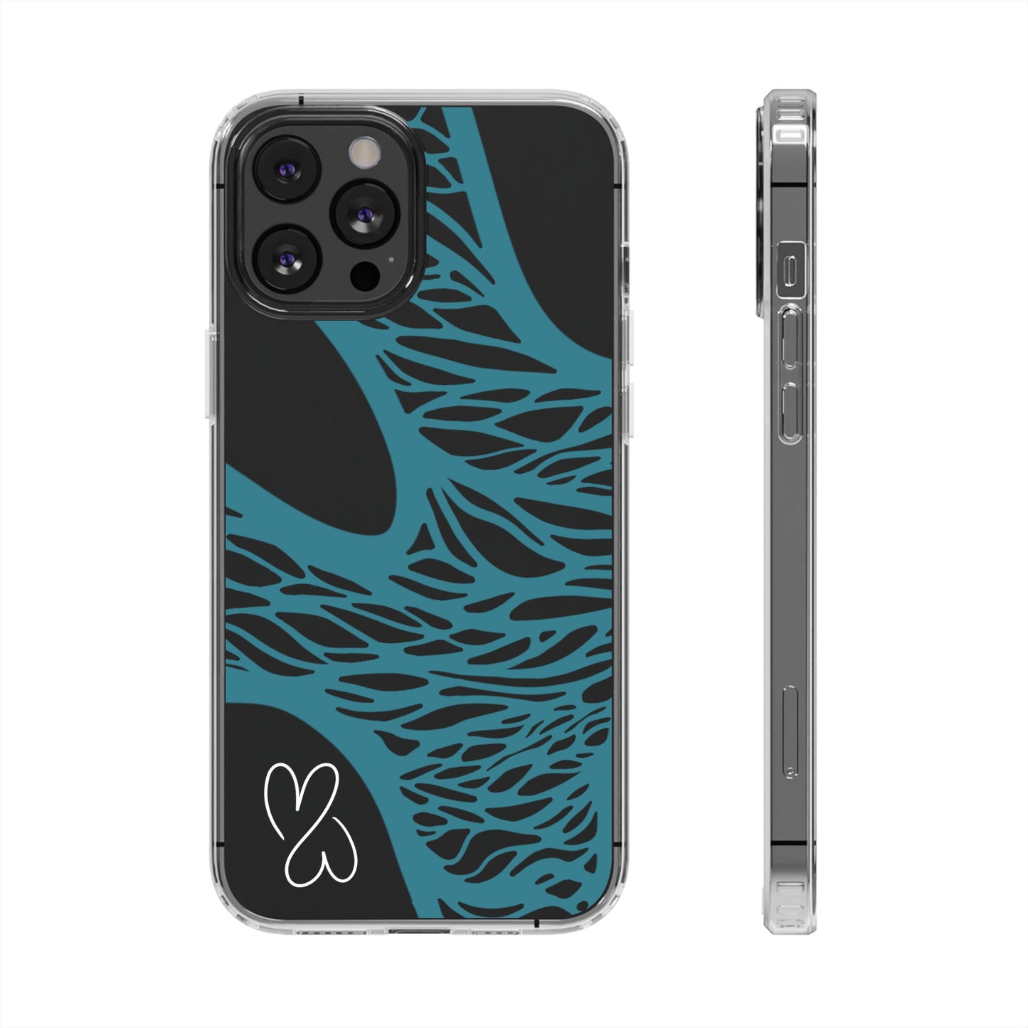 Teal Web, Clear Phone Case.