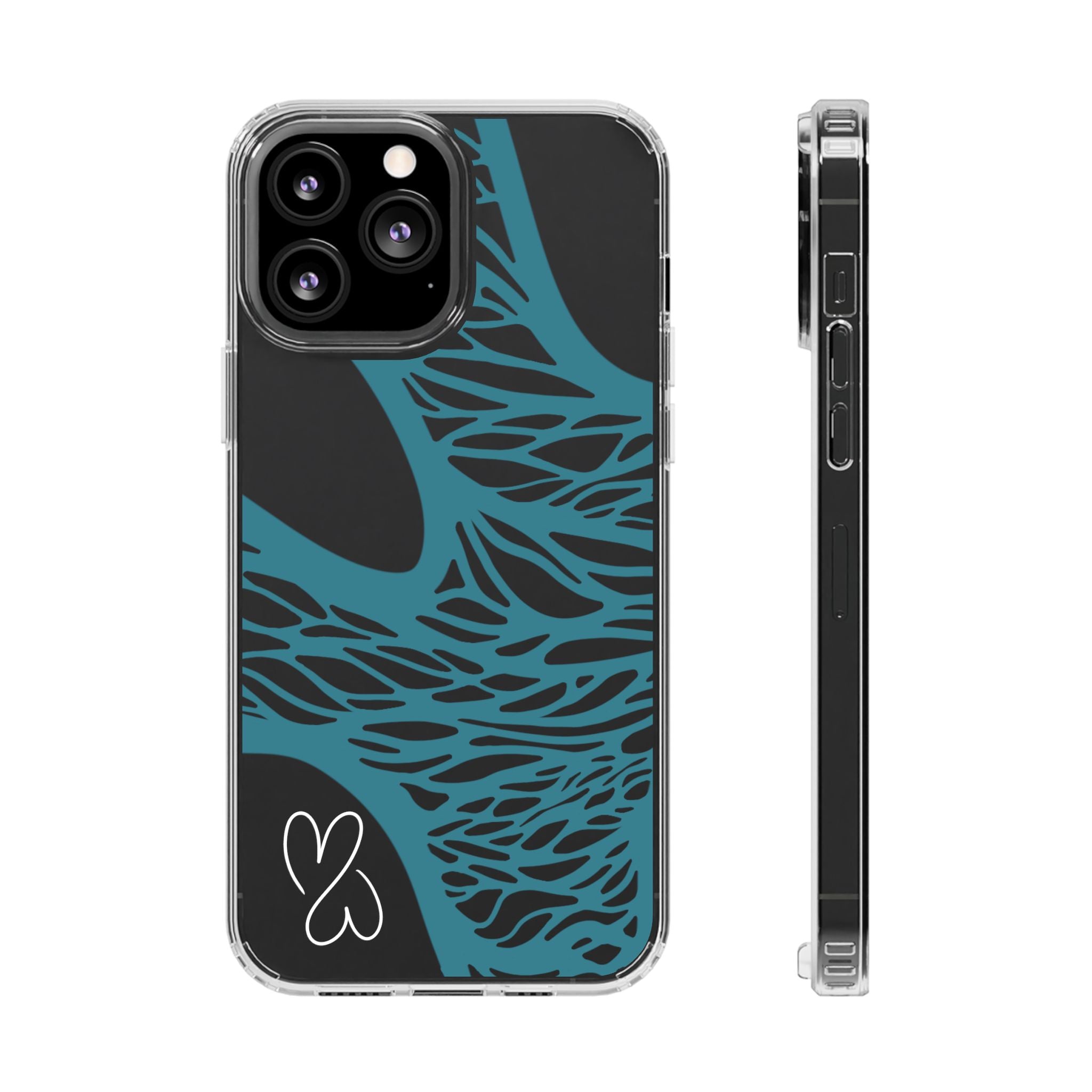 Teal Web, Clear Phone Case.