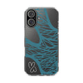 Teal Web, Clear Phone Case.