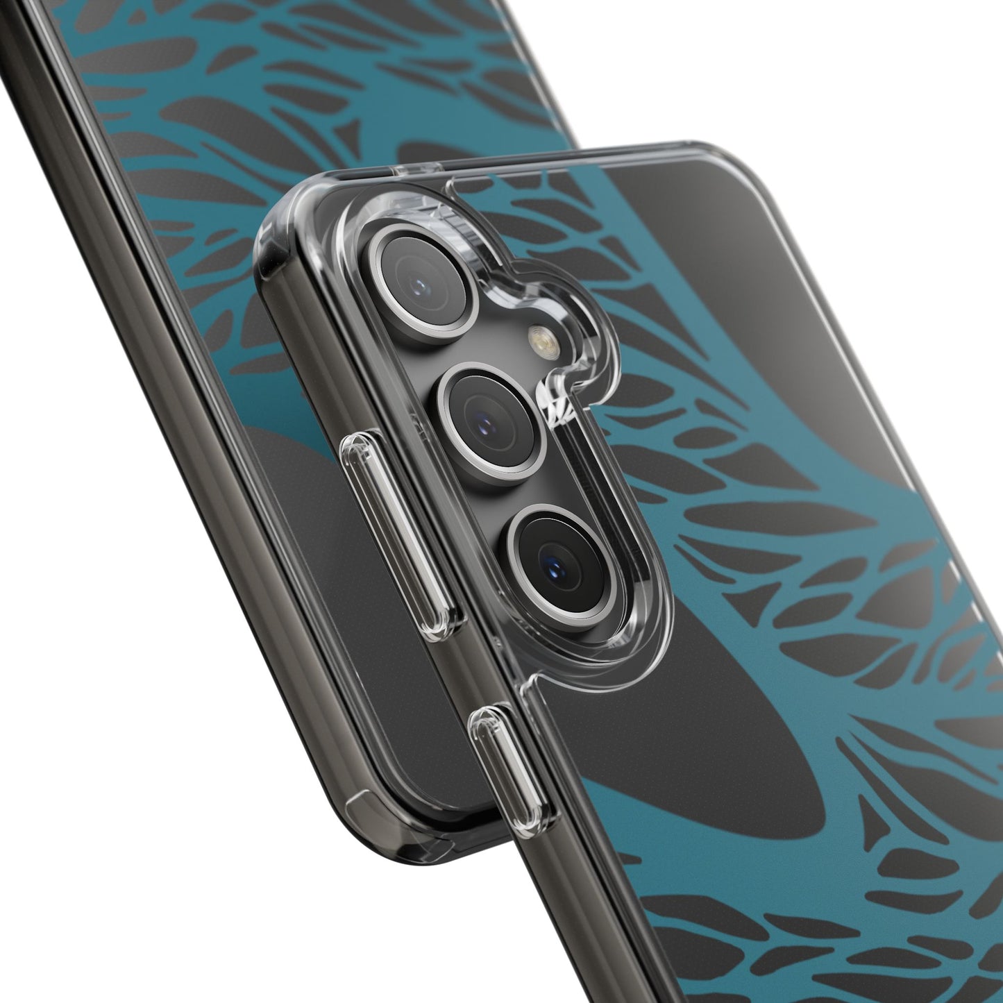 Teal Web, Clear Phone Case.