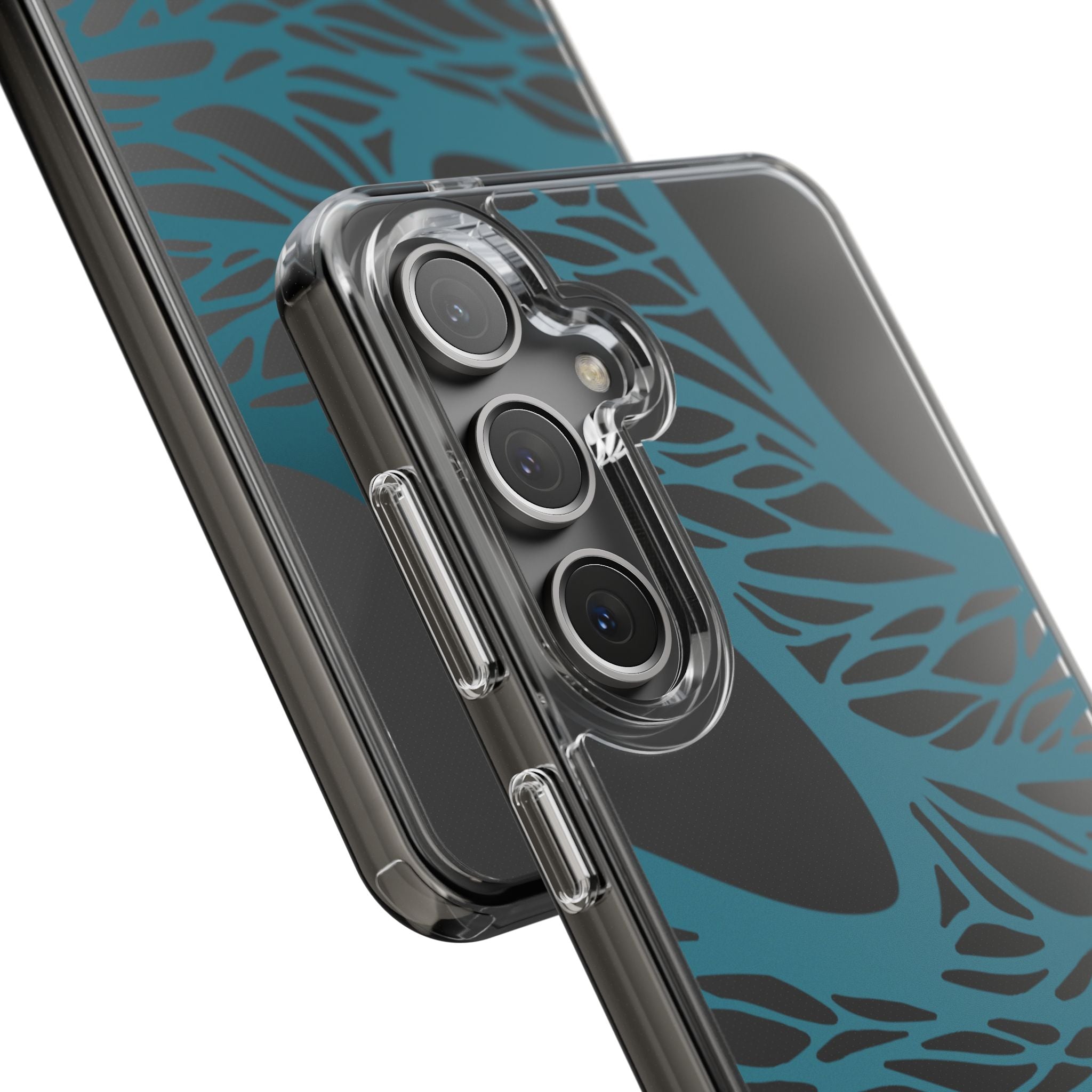 Teal Web, Clear Phone Case.