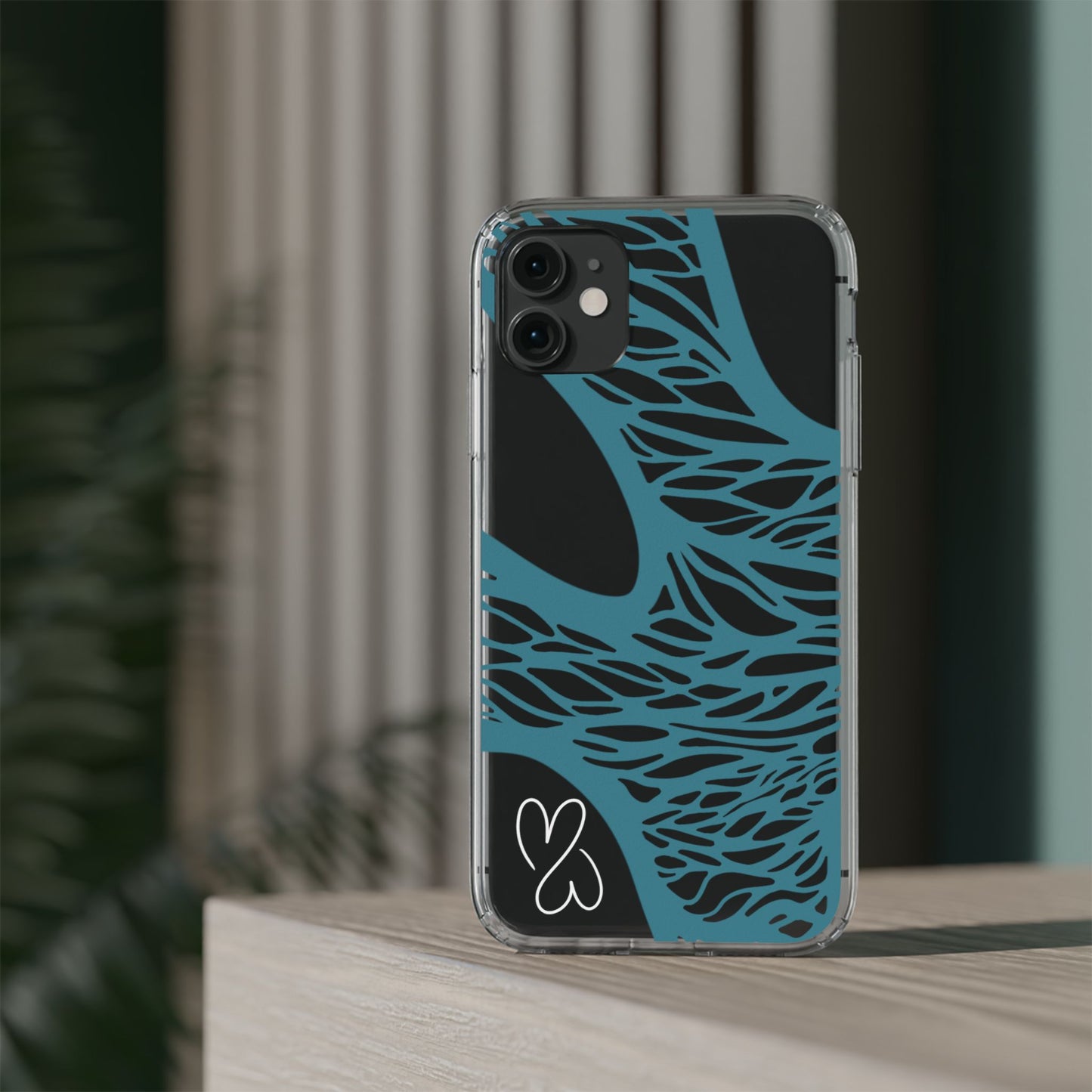 Teal Web, Clear Phone Case.
