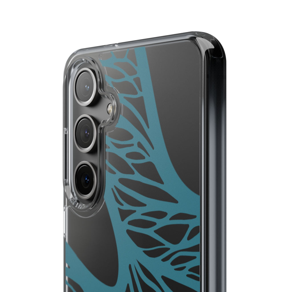 Teal Web, Clear Phone Case.