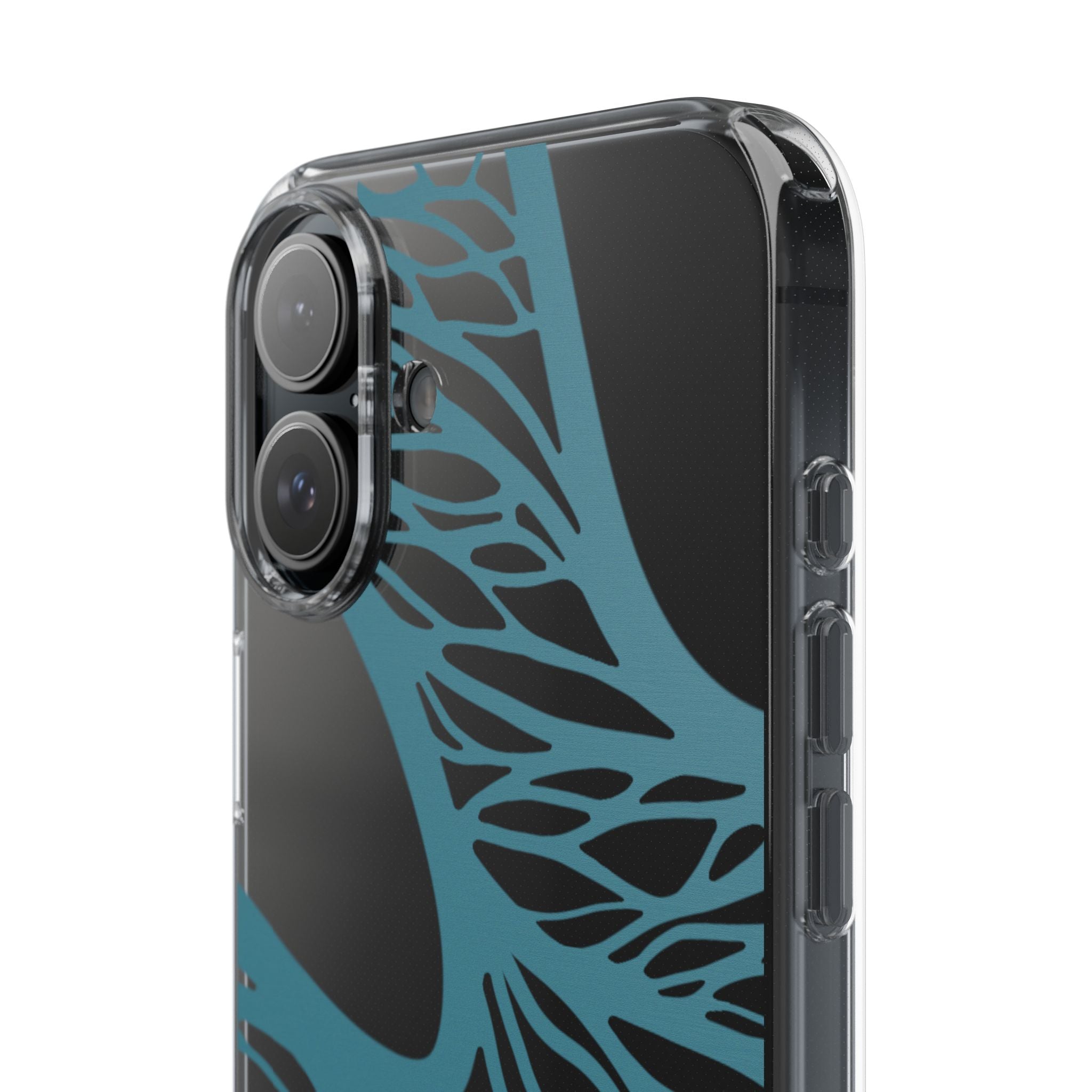 Teal Web, Clear Phone Case.