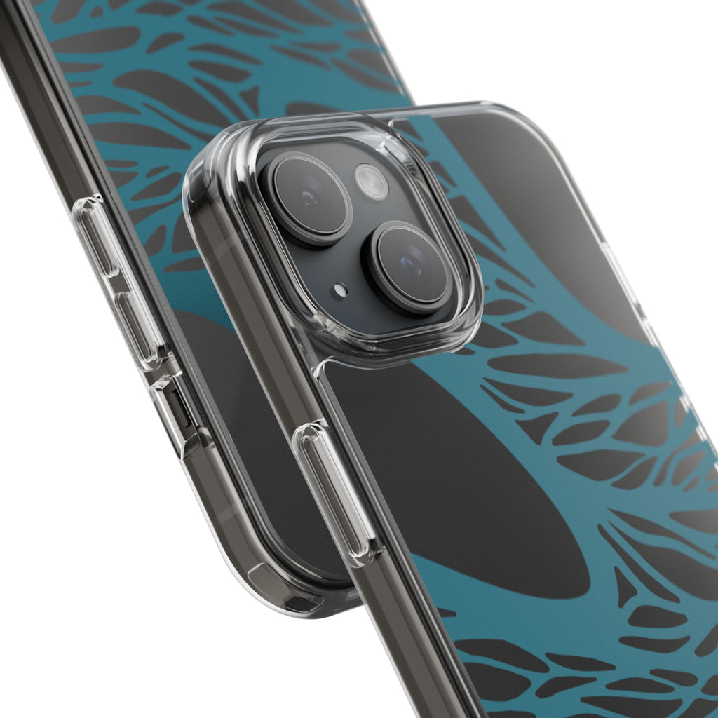 Teal Web, Clear Phone Case.