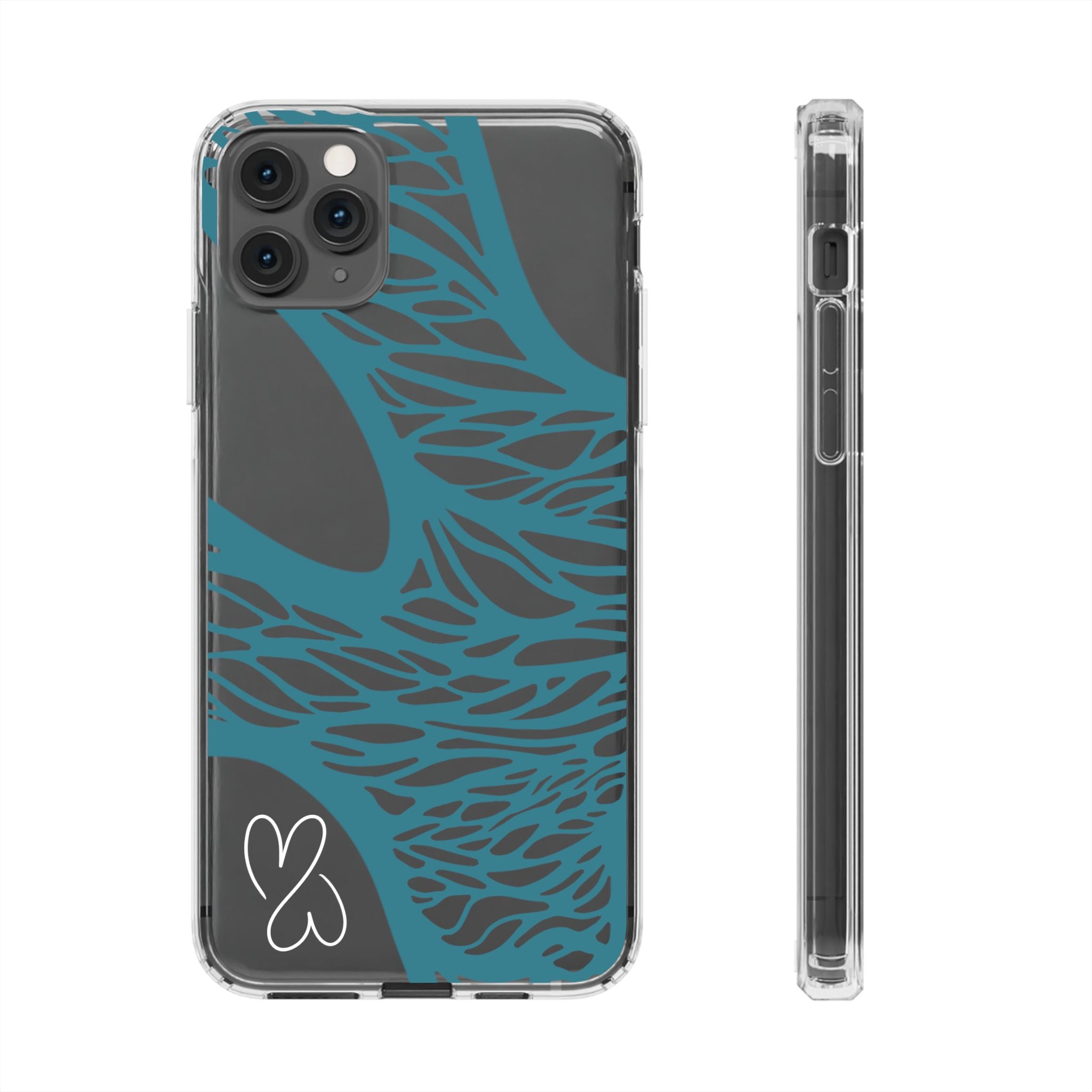 Teal Web, Clear Phone Case.