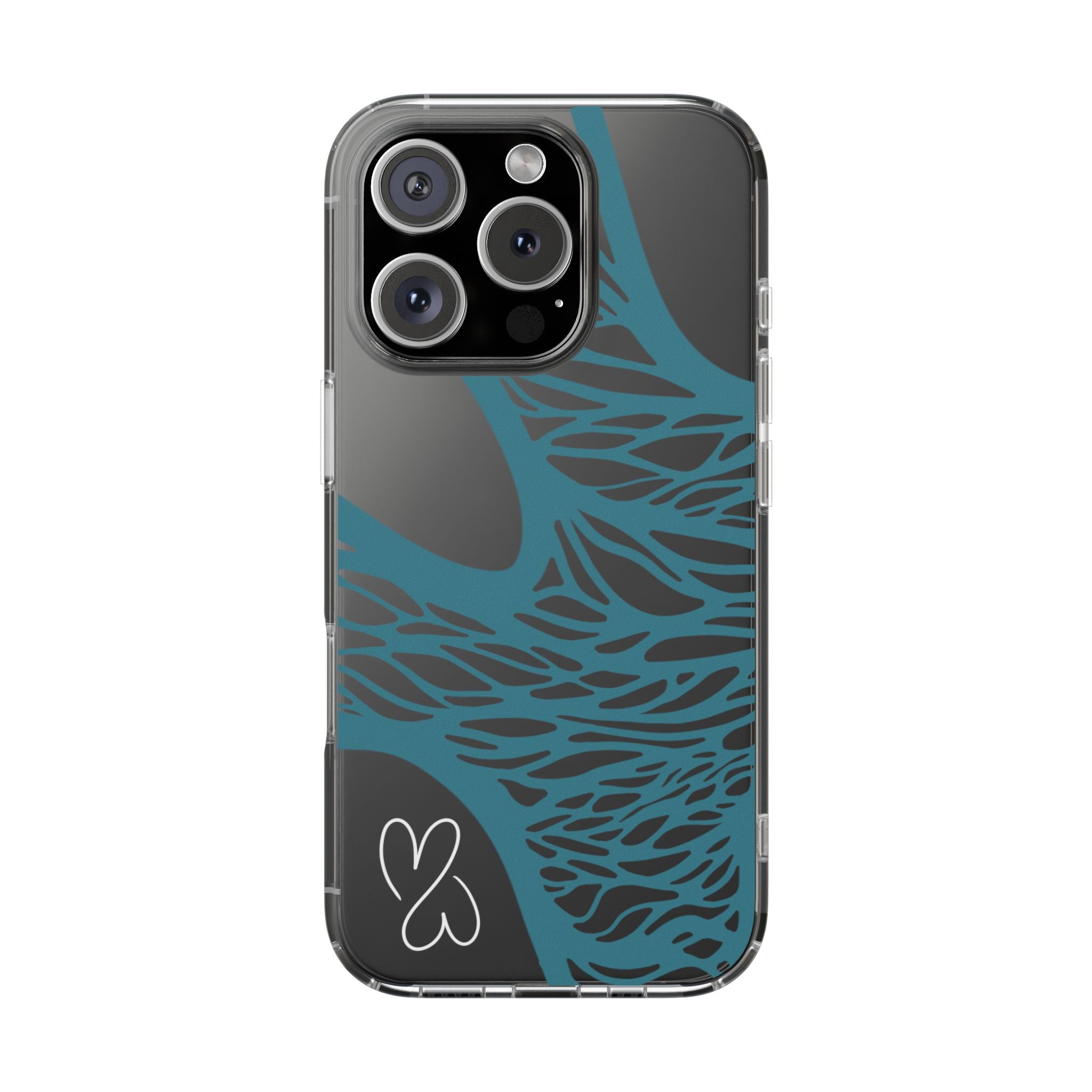 Teal Web, Clear Phone Case.