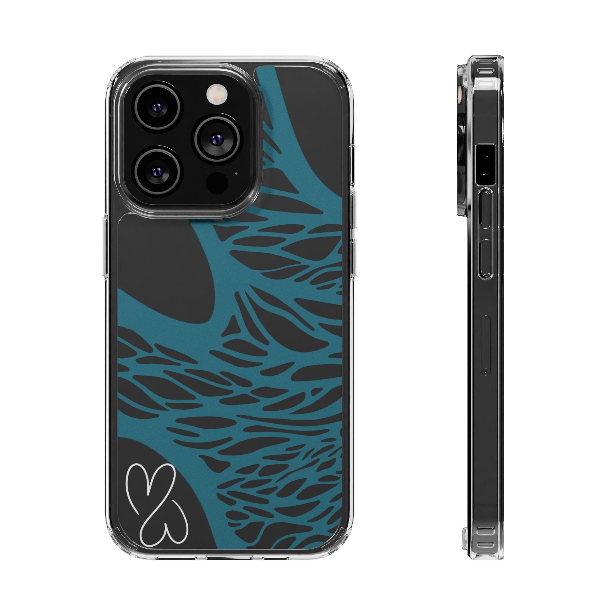 Teal Web, Clear Phone Case.