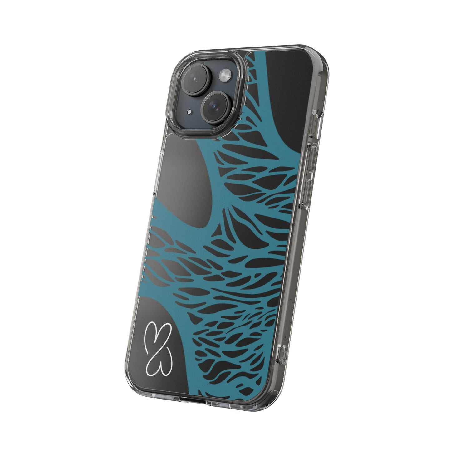 Teal Web, Clear Phone Case.