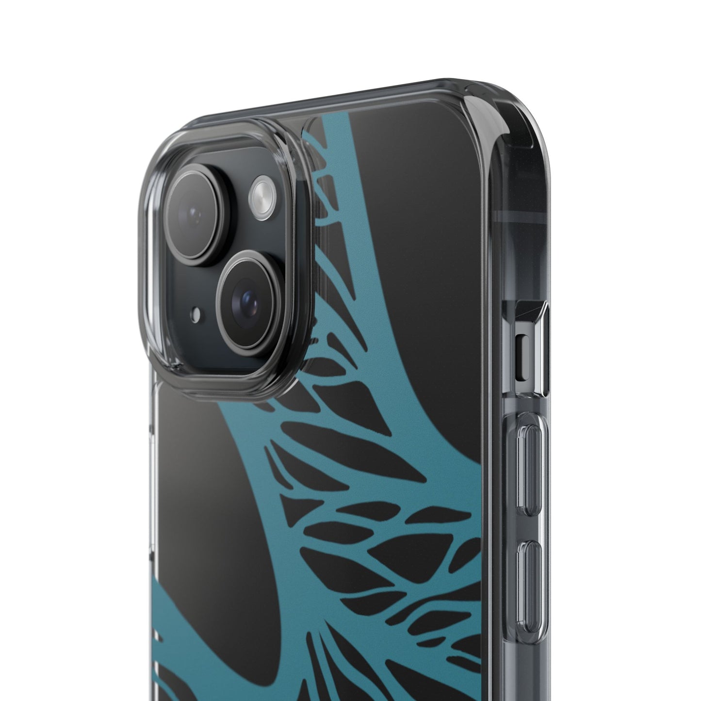 Teal Web, Clear Phone Case.