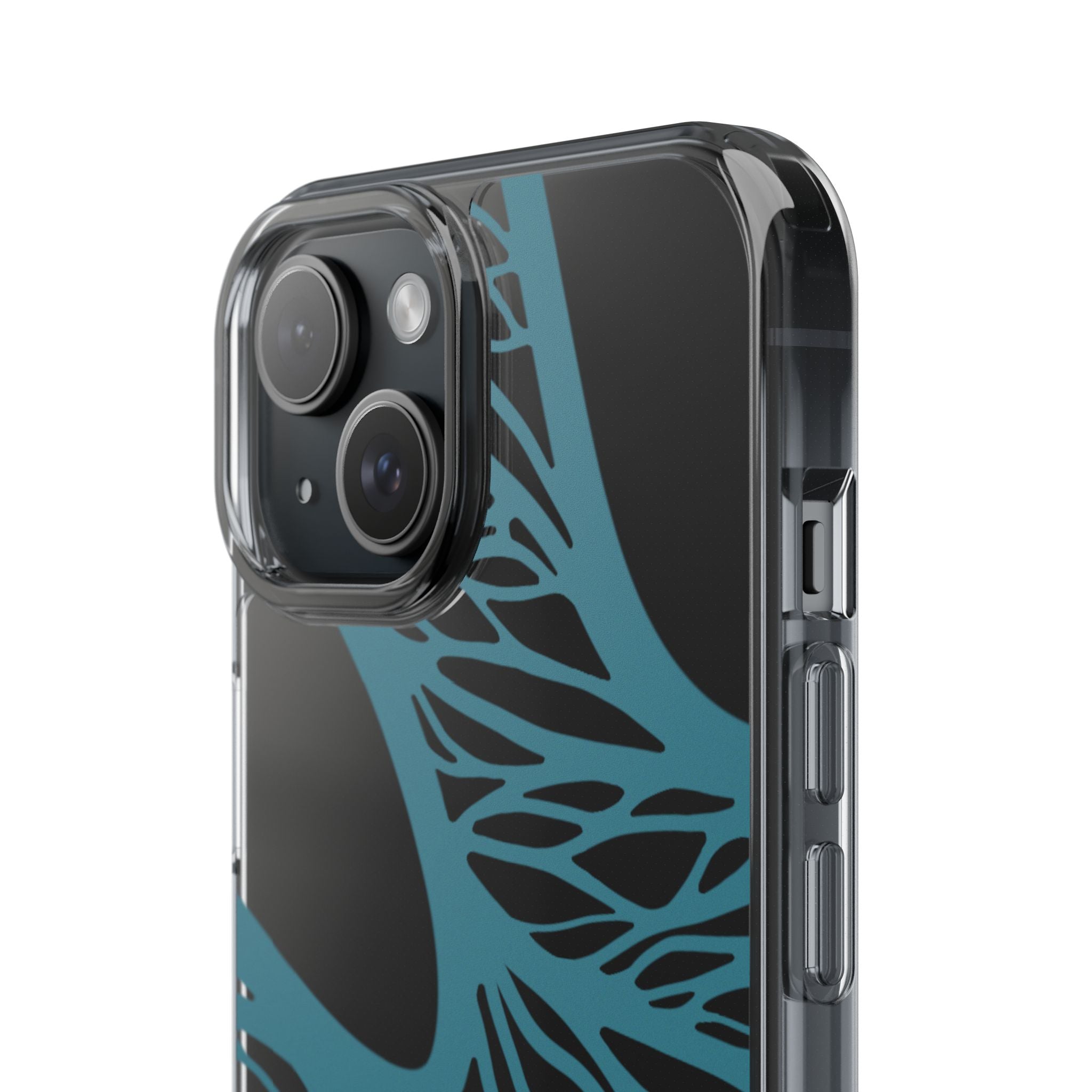 Teal Web, Clear Phone Case.