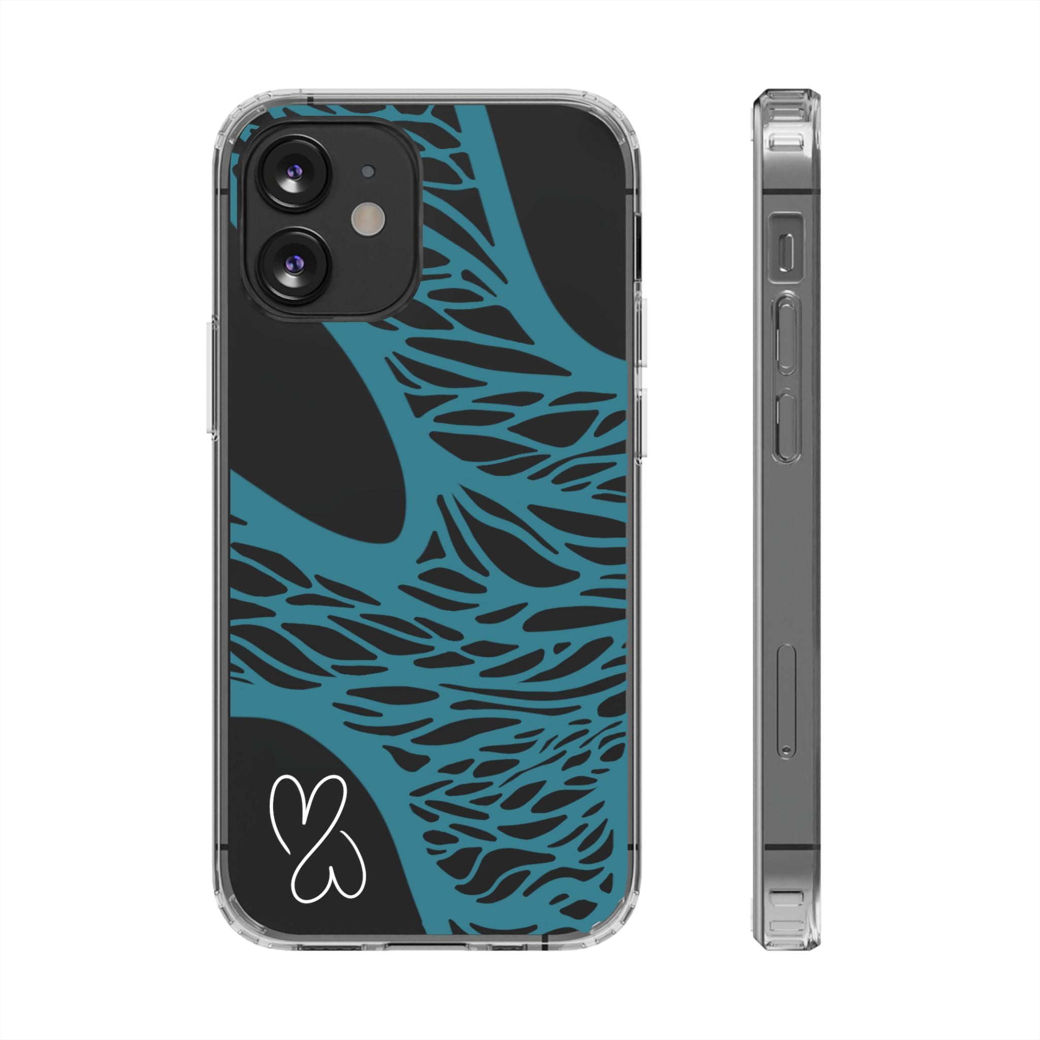 Teal Web, Clear Phone Case.