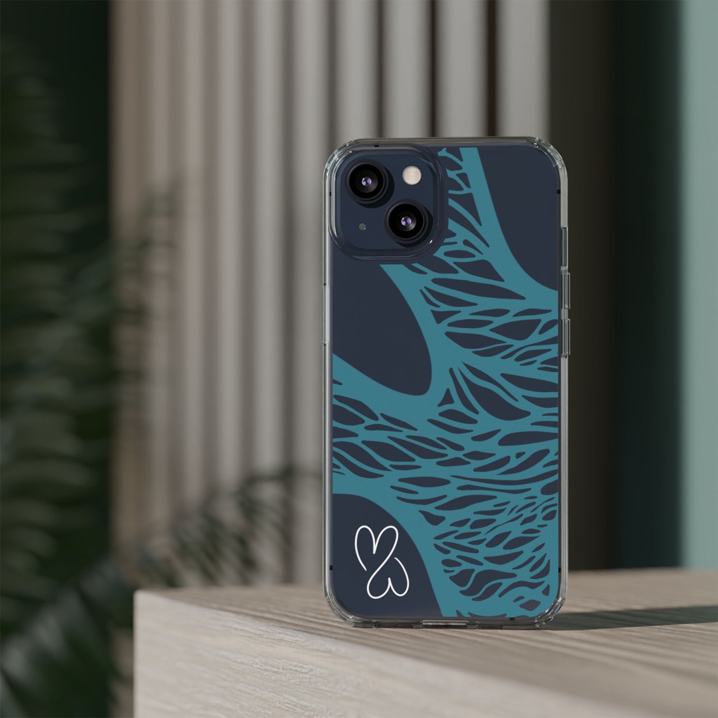 Teal Web, Clear Phone Case.