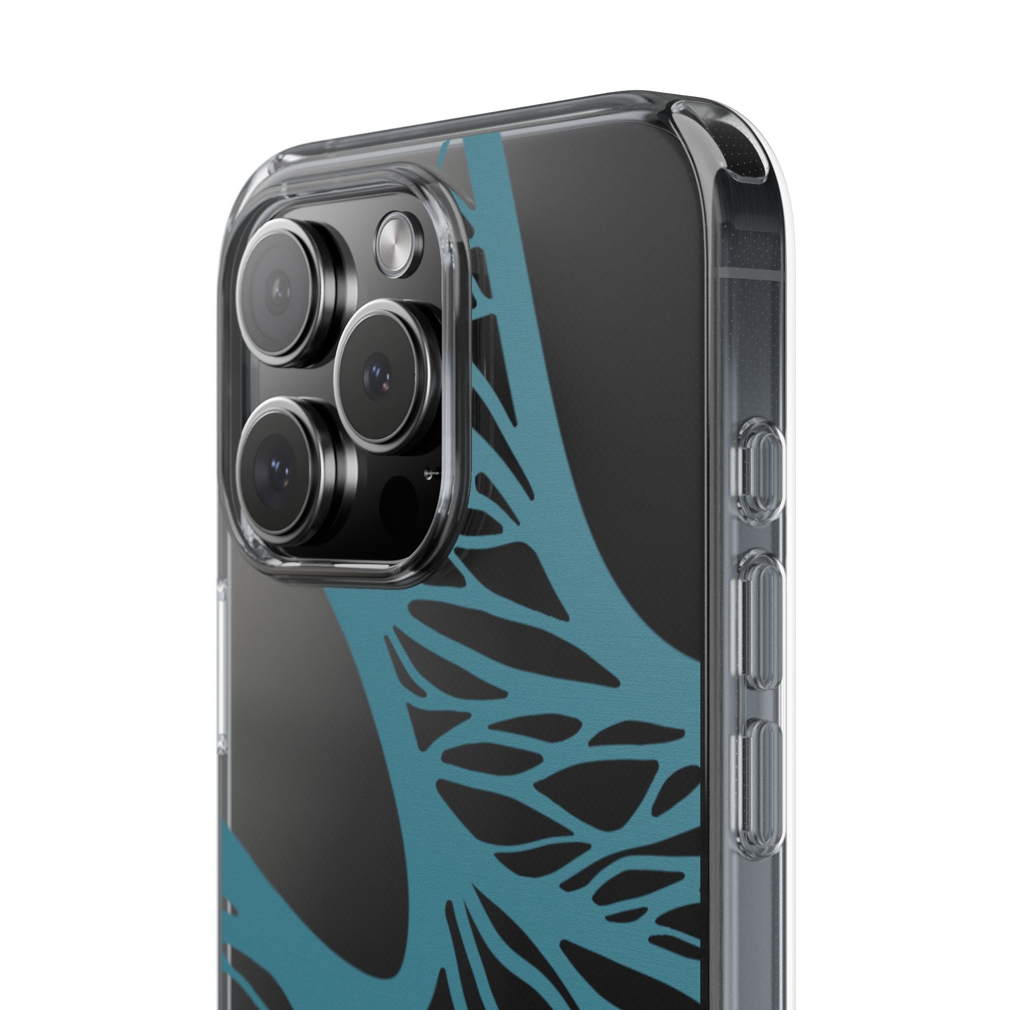 Teal Web, Clear Phone Case.