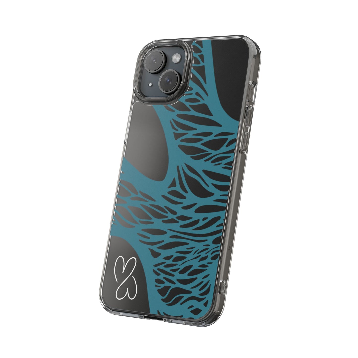 Teal Web, Clear Phone Case.