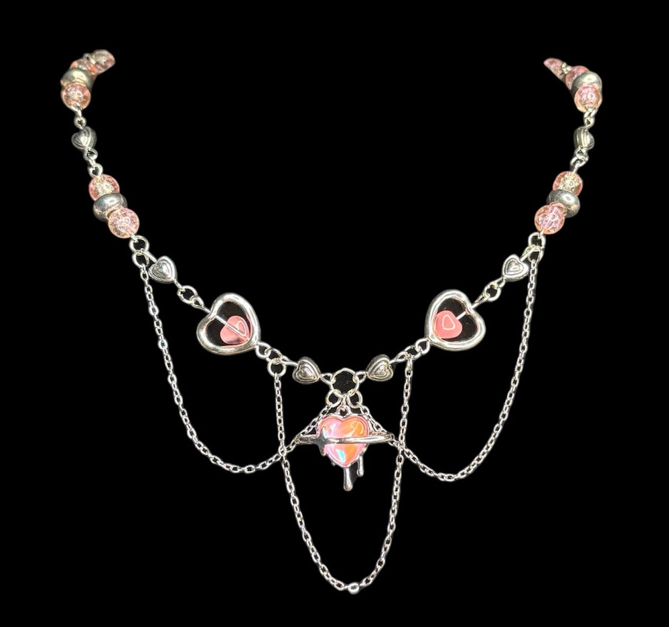 Pink Y2K Heart Choker