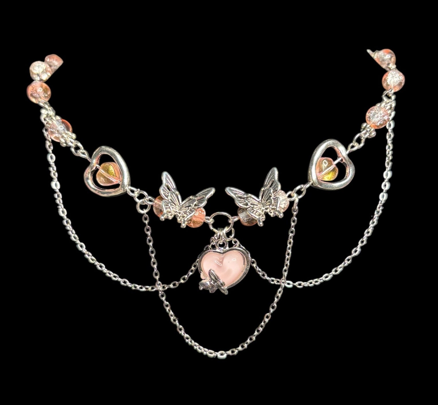 Pink Heart Butterfly Choker